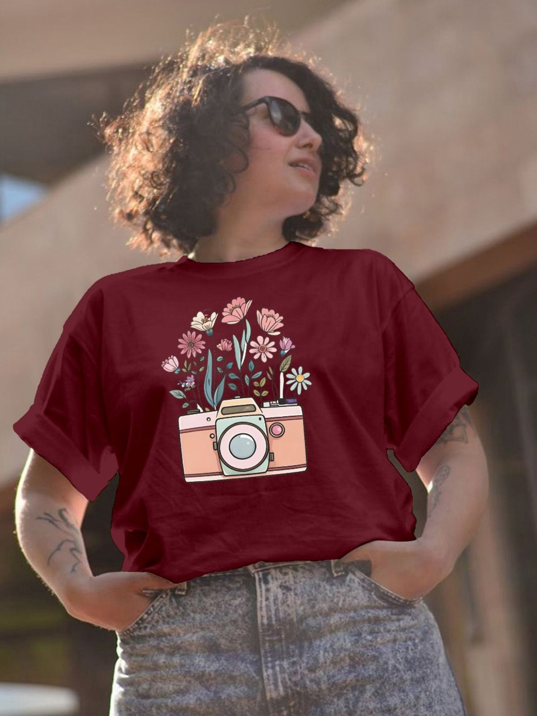 

Moda Rapido Women Printed T-shirt, Maroon