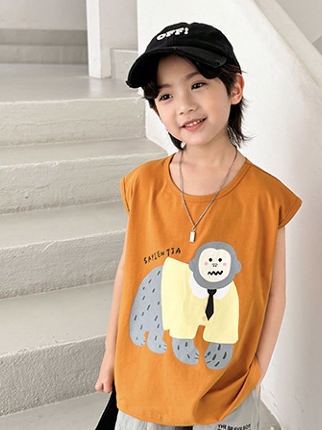 

LULU & SKY Boys Graphic Printed Round Neck Cotton Relaxed Fit T-shirt, Yellow