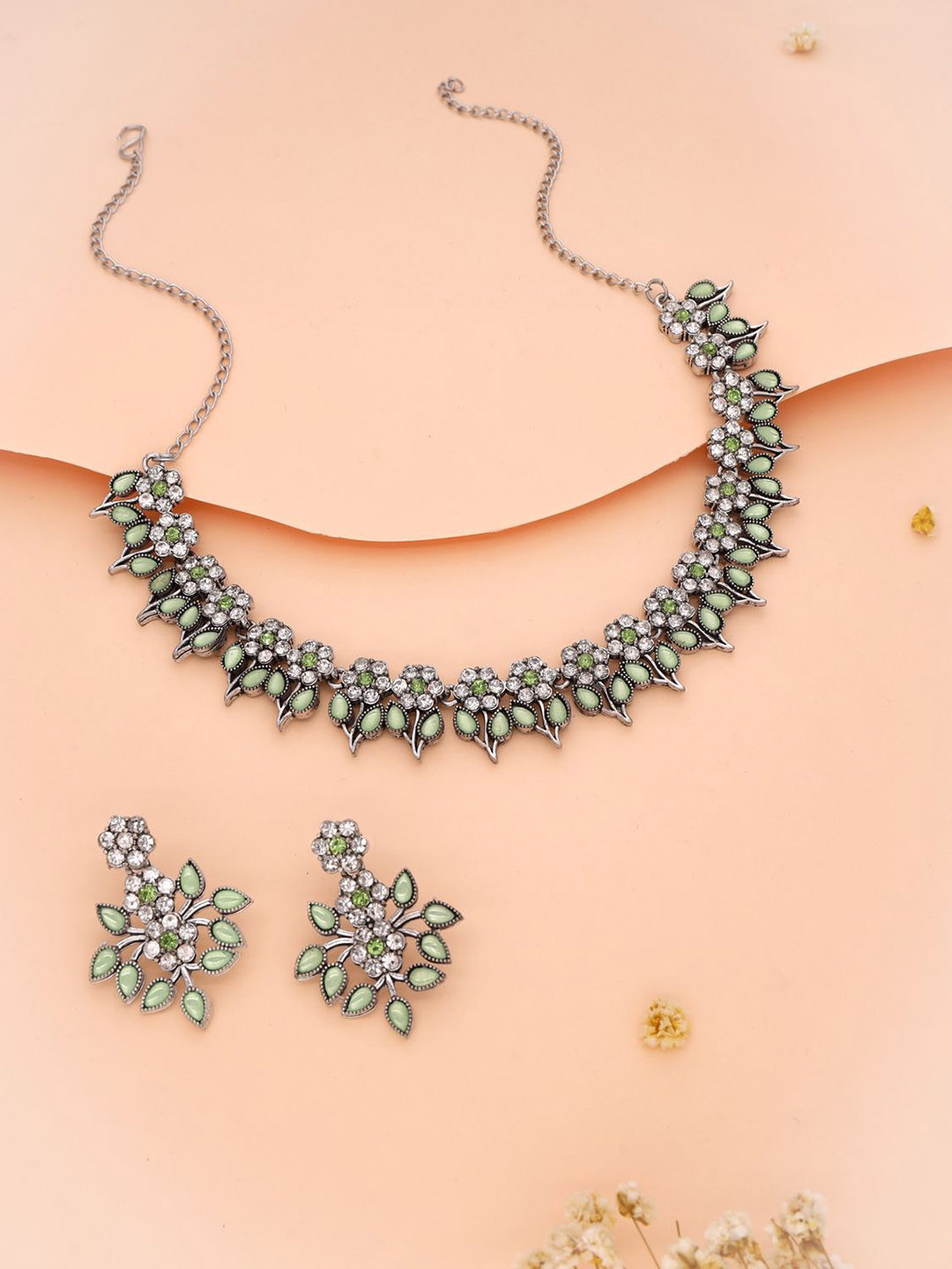 

Lyriss Silver-Plated American Diamond Studded Necklace And Earrings