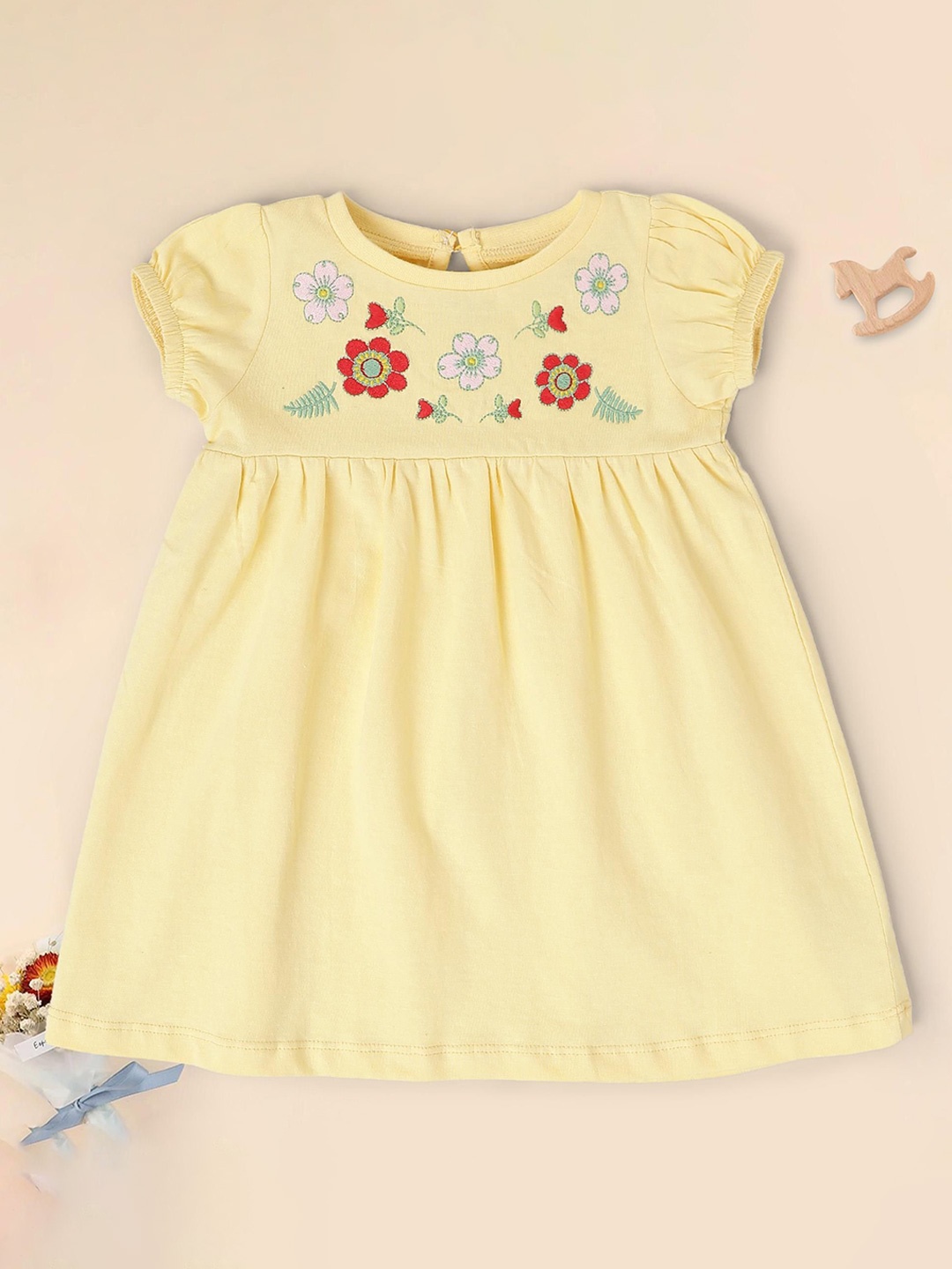 

Babies R Us Floral Puff Sleeve A-Line Dress, Yellow