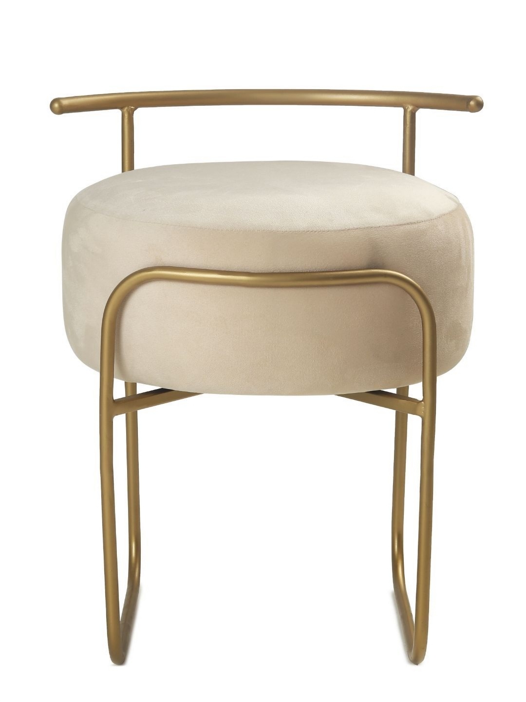 

Blck Homes Jude Pouffe Off White & Gold-Toned Velvet & Metal Round Without Storage Ottoman
