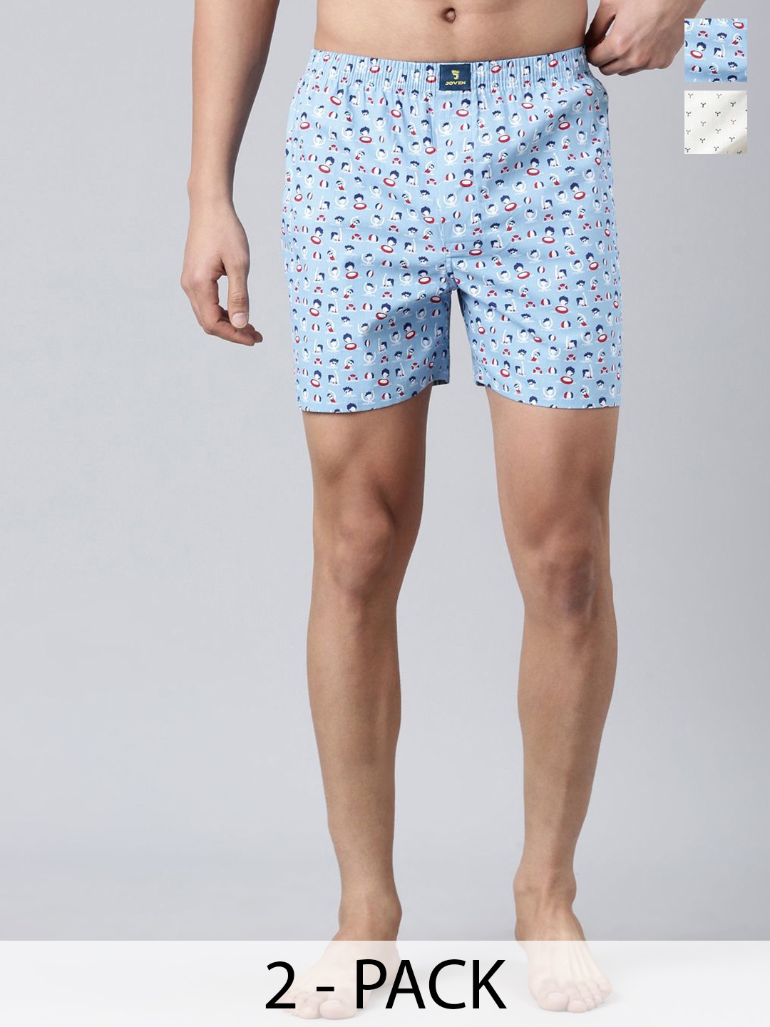 

Joven Pack Of 2 Printed Pure Cotton Boxers JB2P-SPSW, White