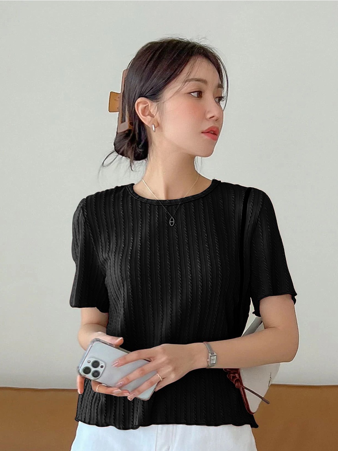

LERIYA FASHION Cotton Top, Black