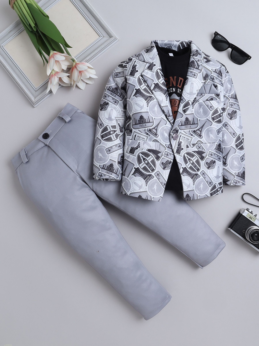 

FOURFOLDS Single-Breasted 3-Pcs PartySuits, Grey