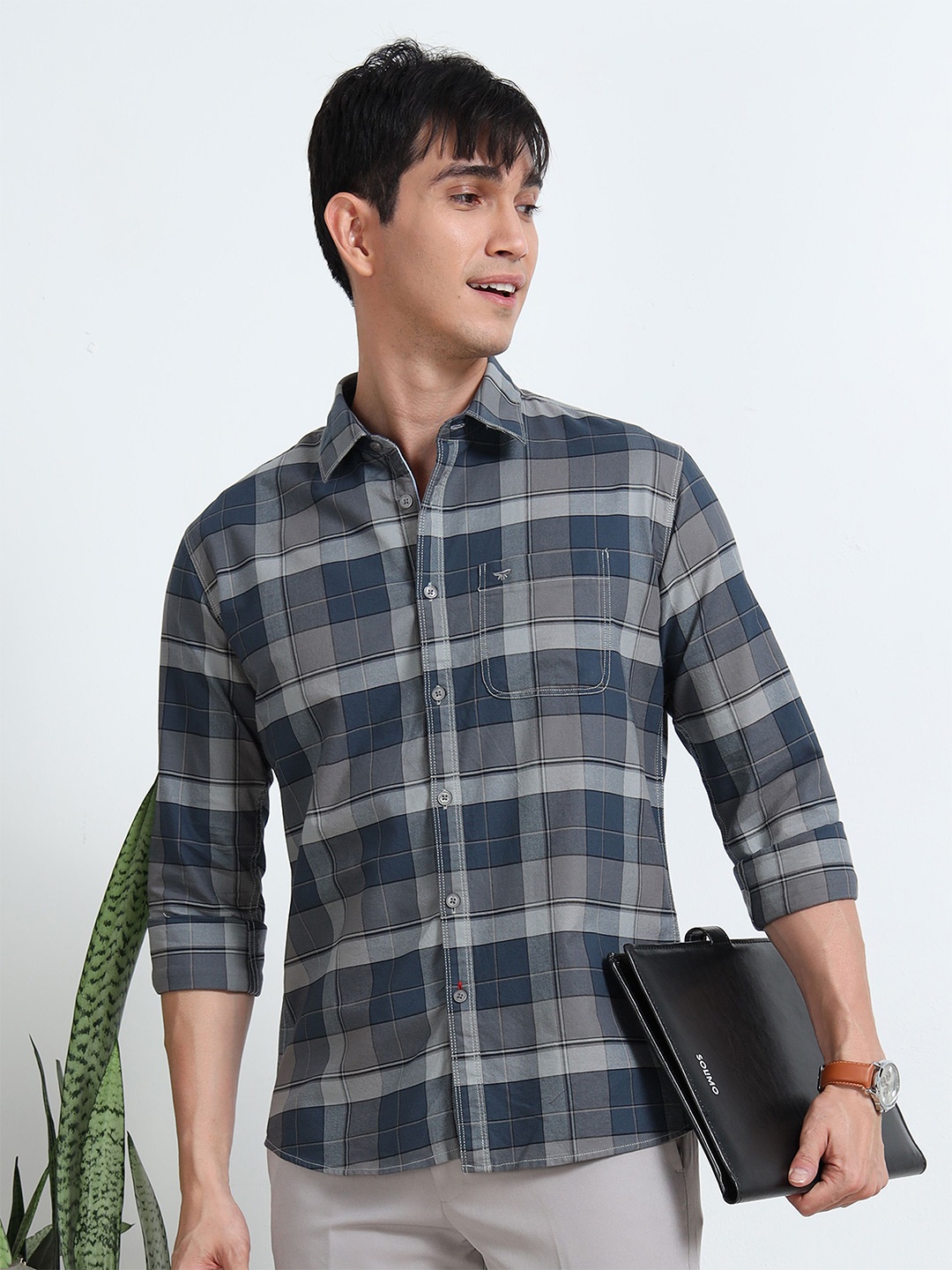 

RIGS AND RAGS Men Standard Tartan Checks Opaque Checked Casual Shirt, Blue