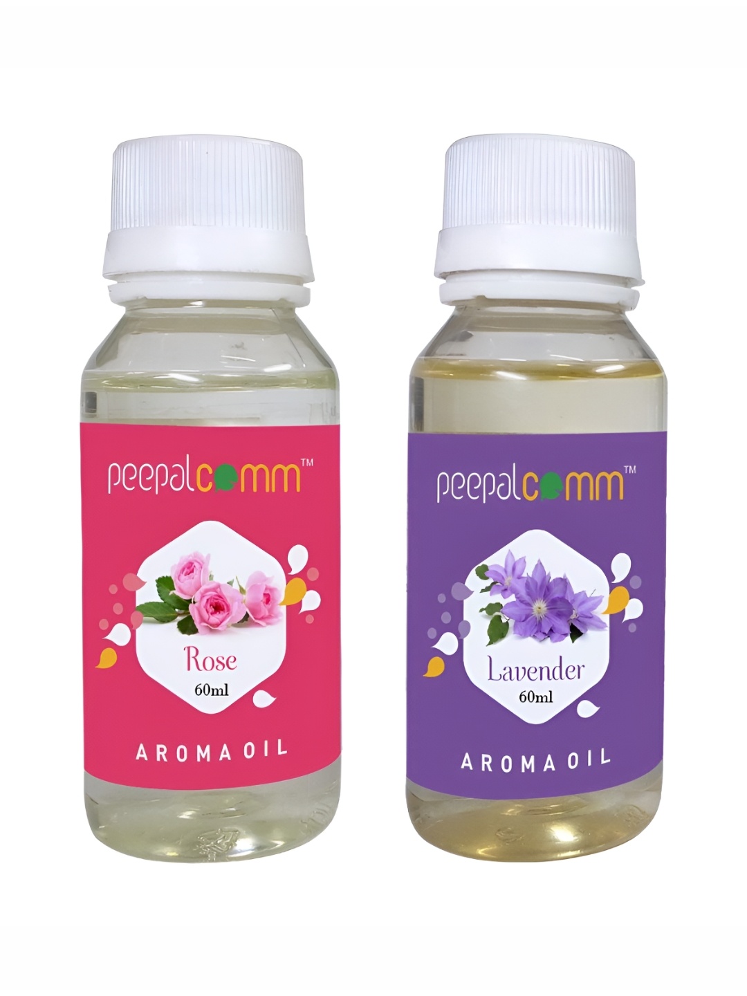 

PEEPALCOMM 2-Pcs Transparent Rose & Lavender Aroma Oils - 60 ml