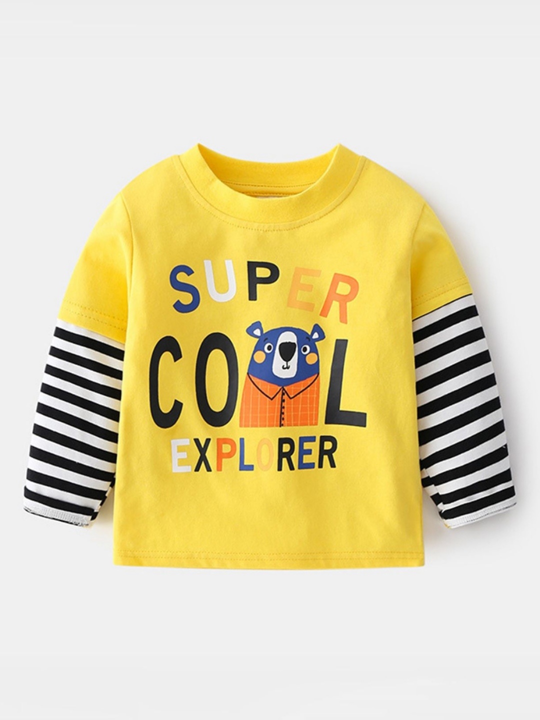 

LULU & SKY Boys Typography Printed Round Neck Cotton T-shirt, Yellow