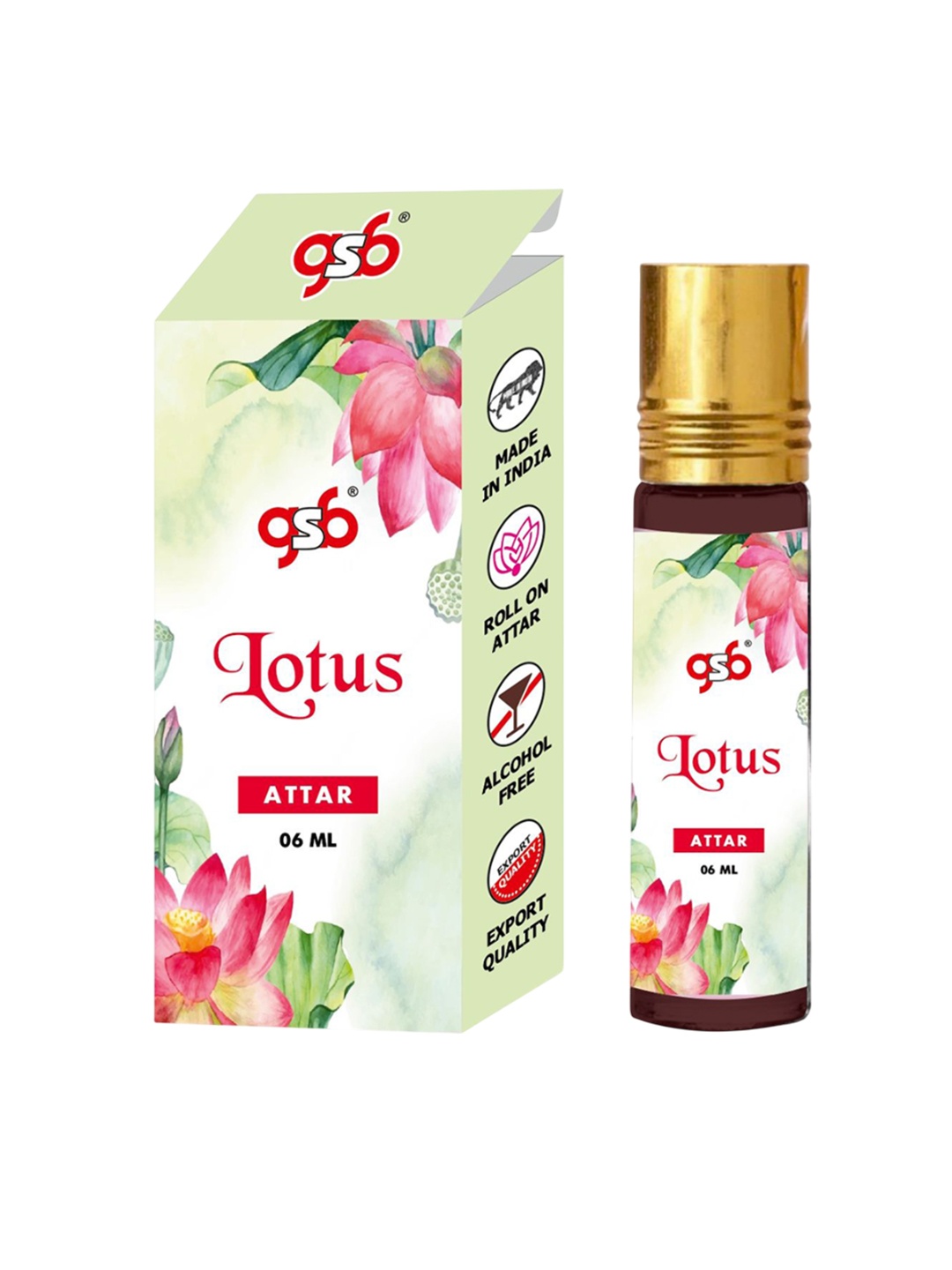 

GSB Lotus Pure Natural Long Lasting Alcohol Free Attar 6 ml, Transparent