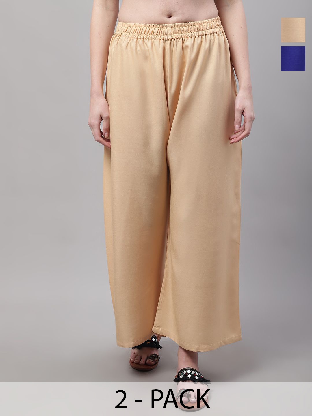 

Valles365 by S.C. Women 2 Flared Palazzos, Beige
