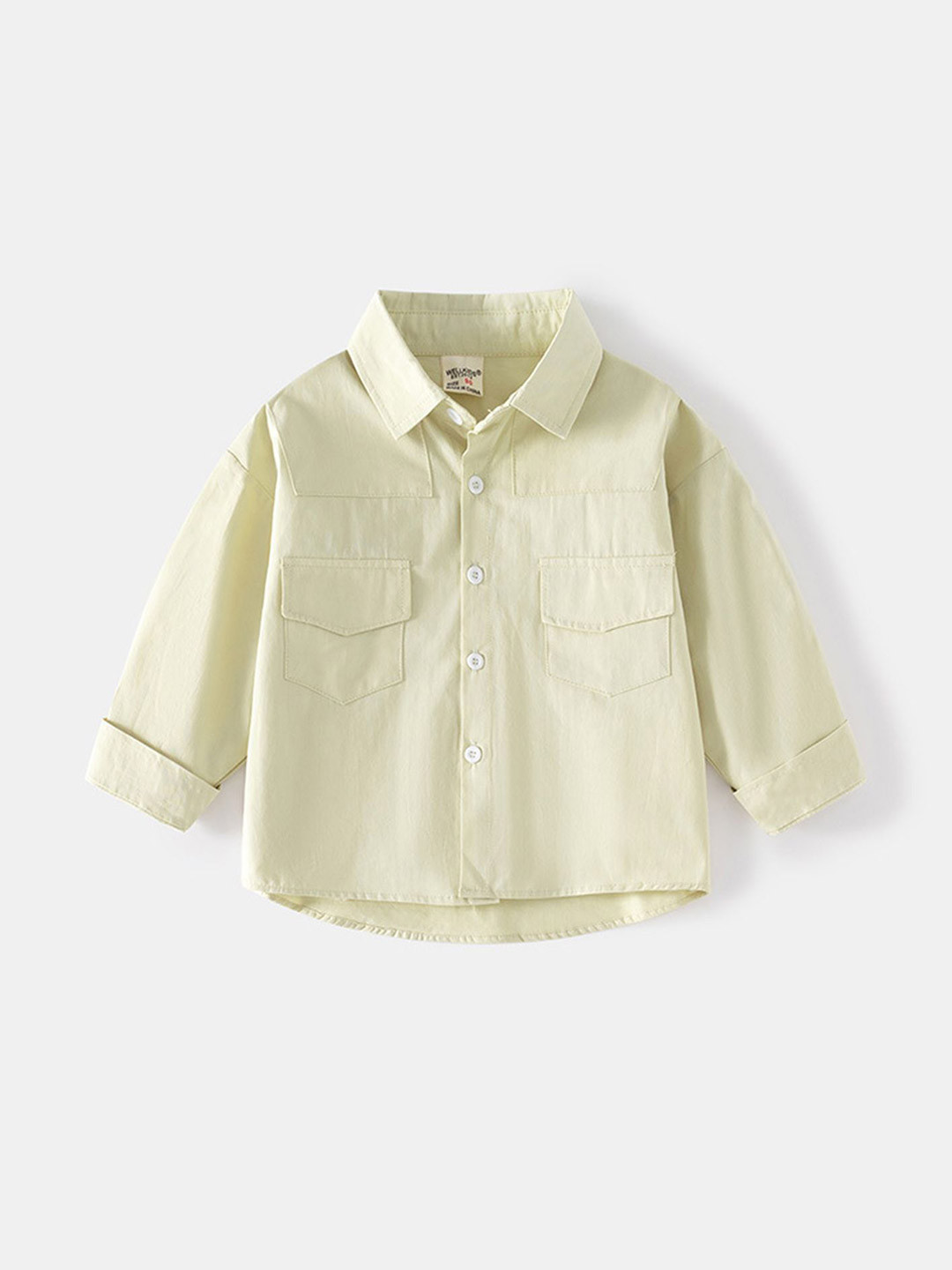 

LULU & SKY Boys Solid Spread Collar Cotton Casual Shirt, Green