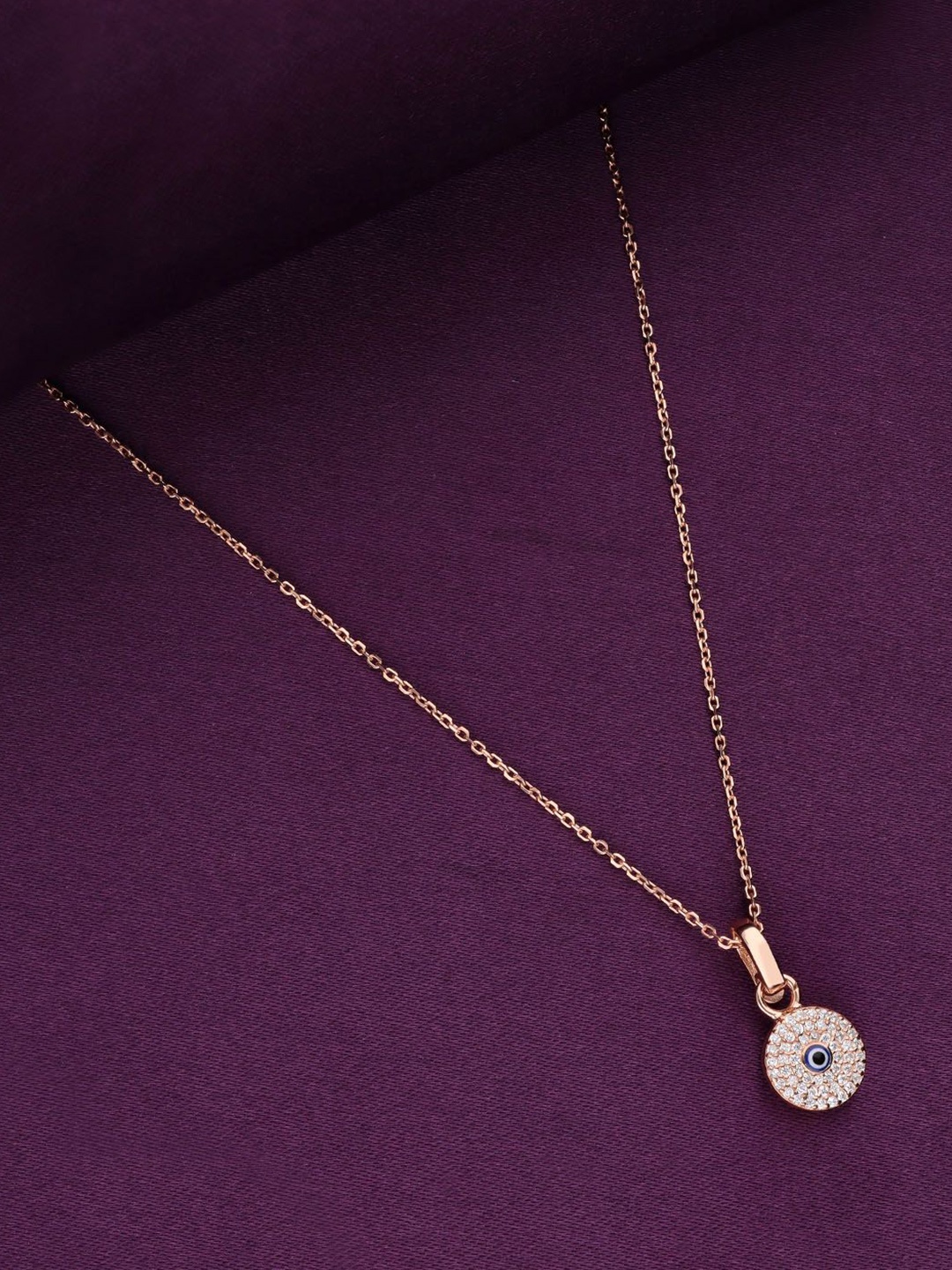 

KAI JEWEL 925 Sterling Silver Rose-Gold Plated Cubic Zirconia Pendant With Chain