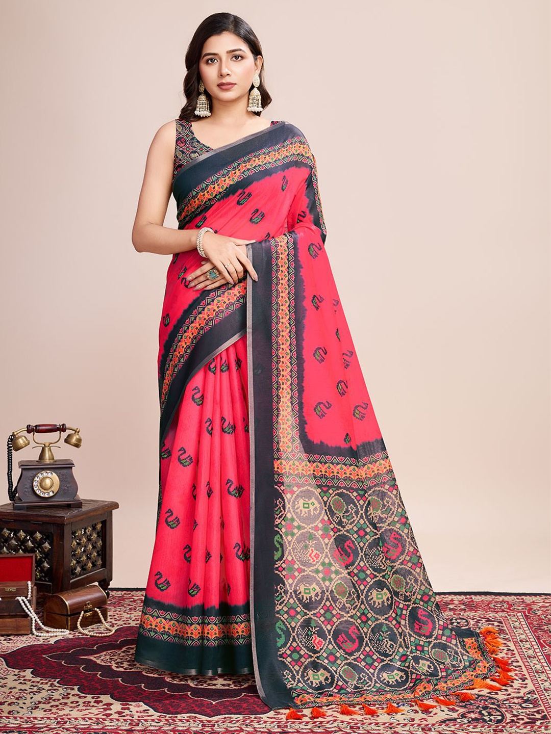 

Iris Floral Zari Saree, Pink