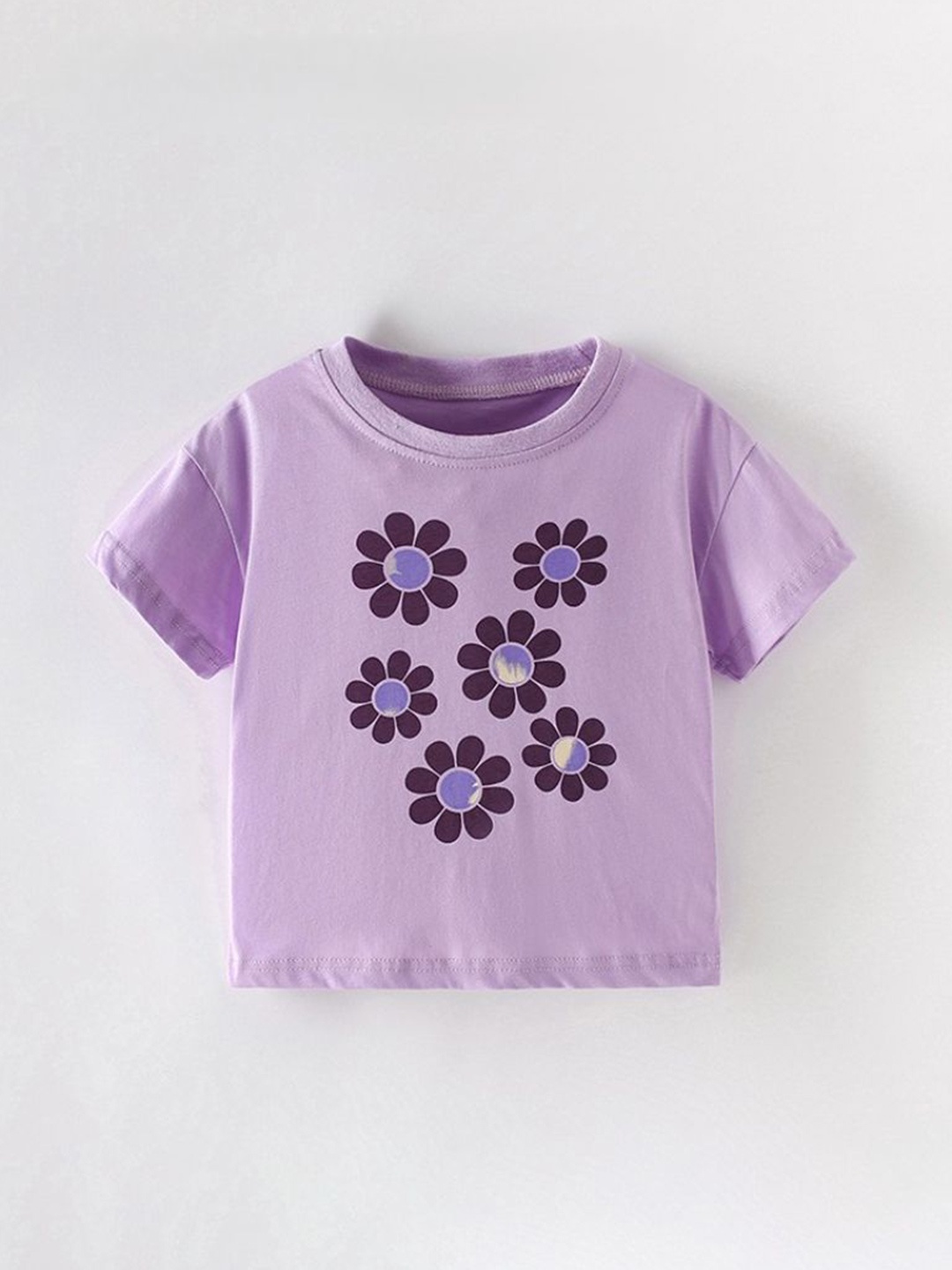 

YK Floral Print Cotton Top, Purple