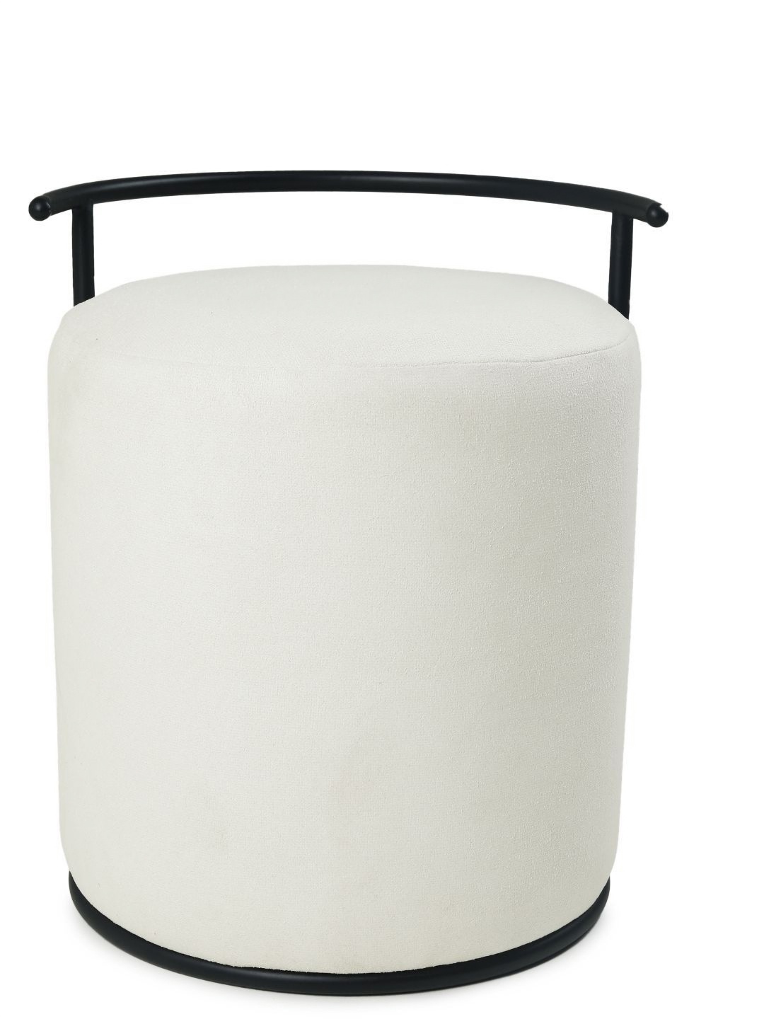 

Blck Homes Atticus Pouffe Off White Cotton & Metal Cylindrical Without Storage Ottoman