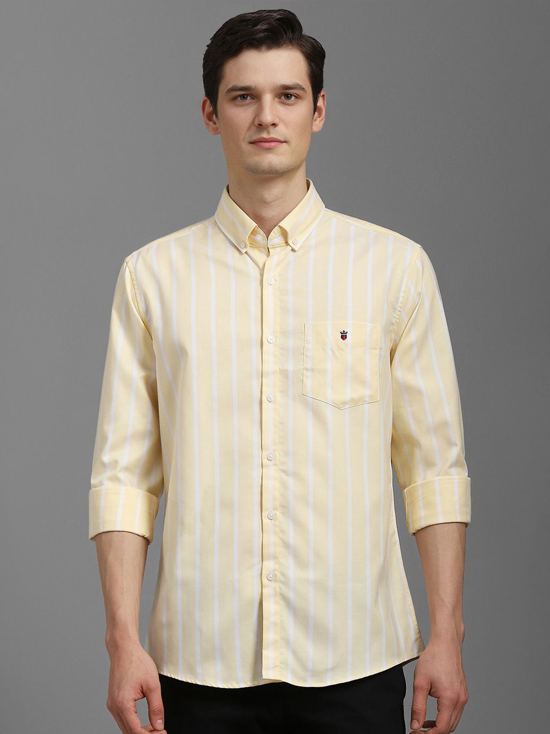 

Louis Philippe Sport Men Slim Fit Opaque Striped Casual Shirt, Yellow