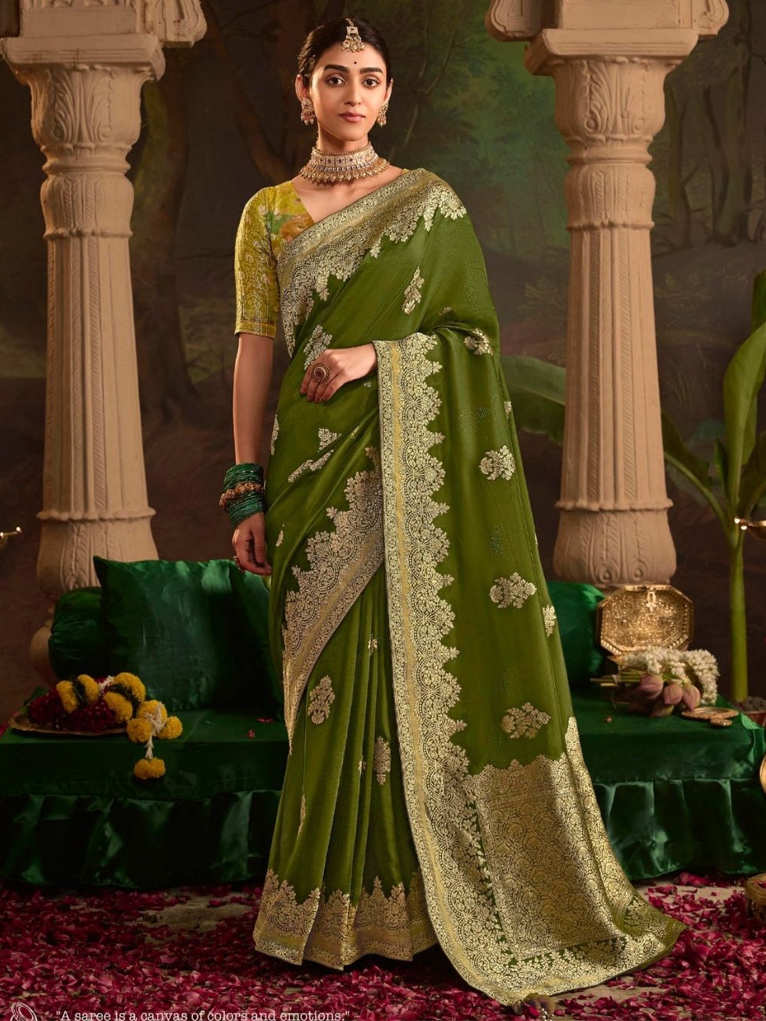

DEVATITHI Green Banarasi Silk Saree