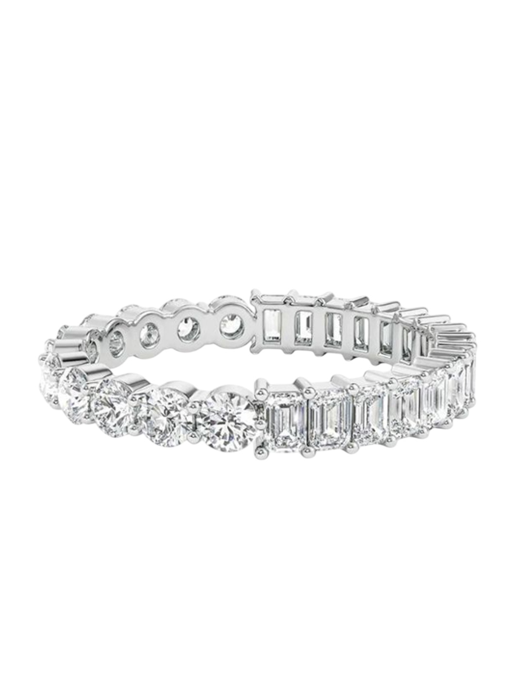 

Emori Emerald Round Eternity Band, White