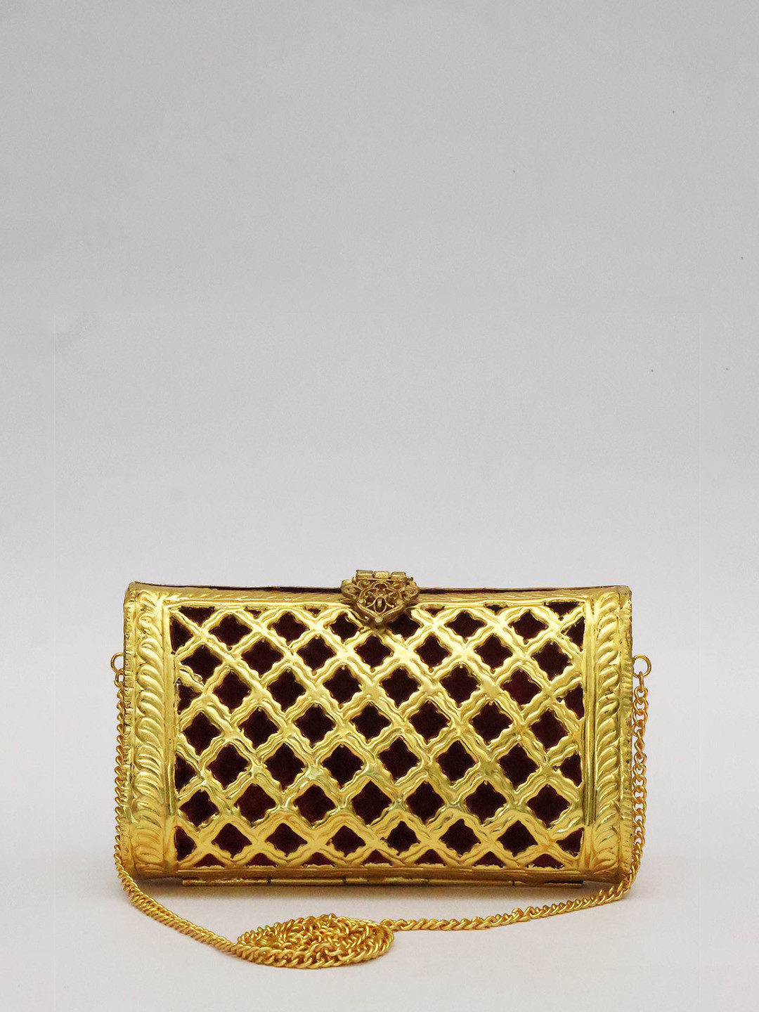 

Tasna Textured Suede Structured Sling Bag, Gold