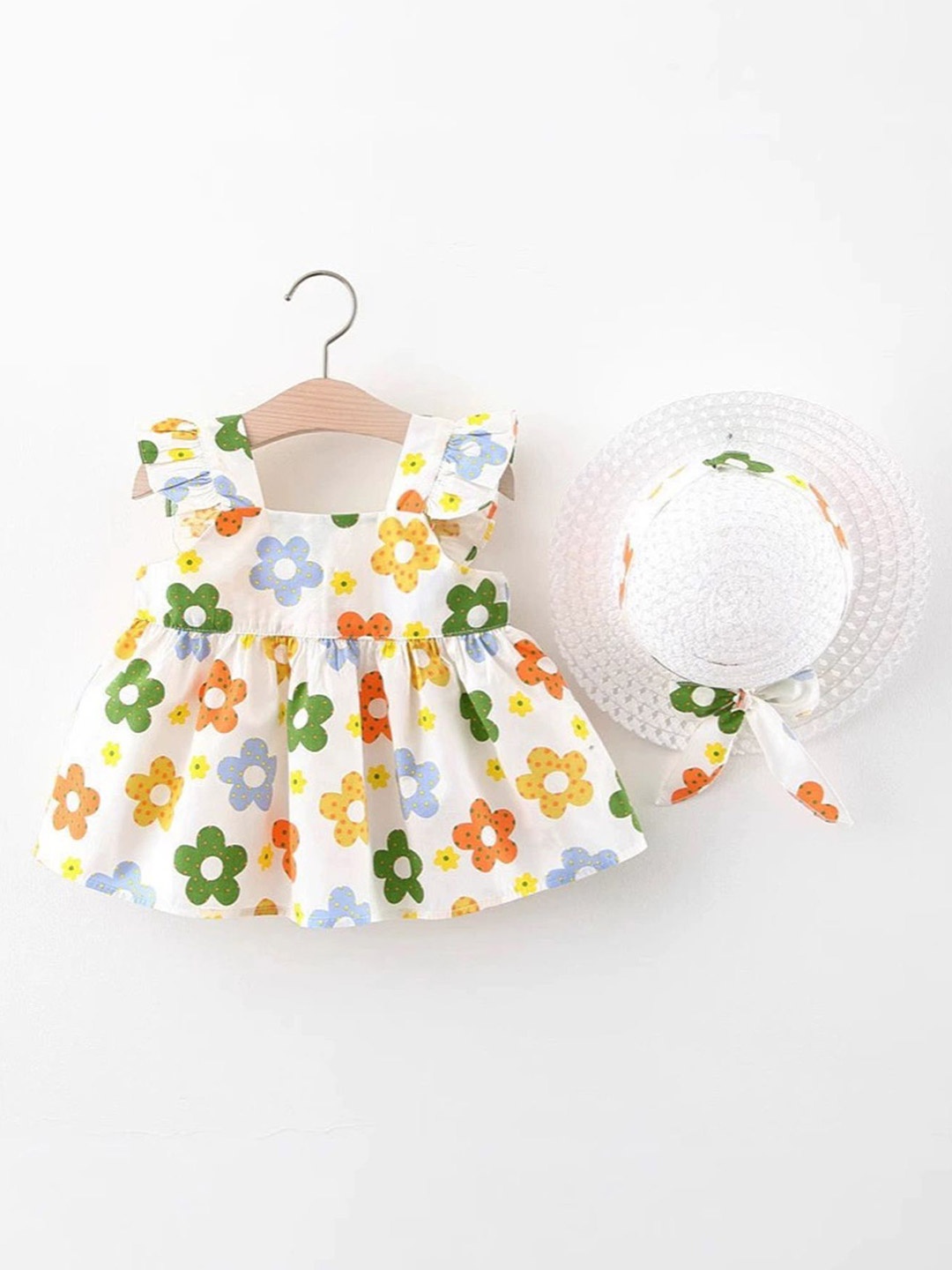 

LULU & SKY Girls Floral Print Fit & Flare Dress, White