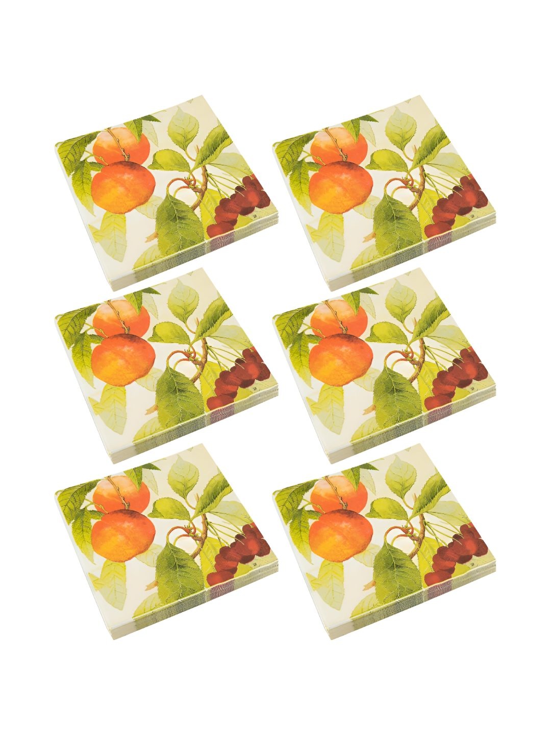 

NATURALLY YOURS Set Of 6 Green & White Printed Table Napkins