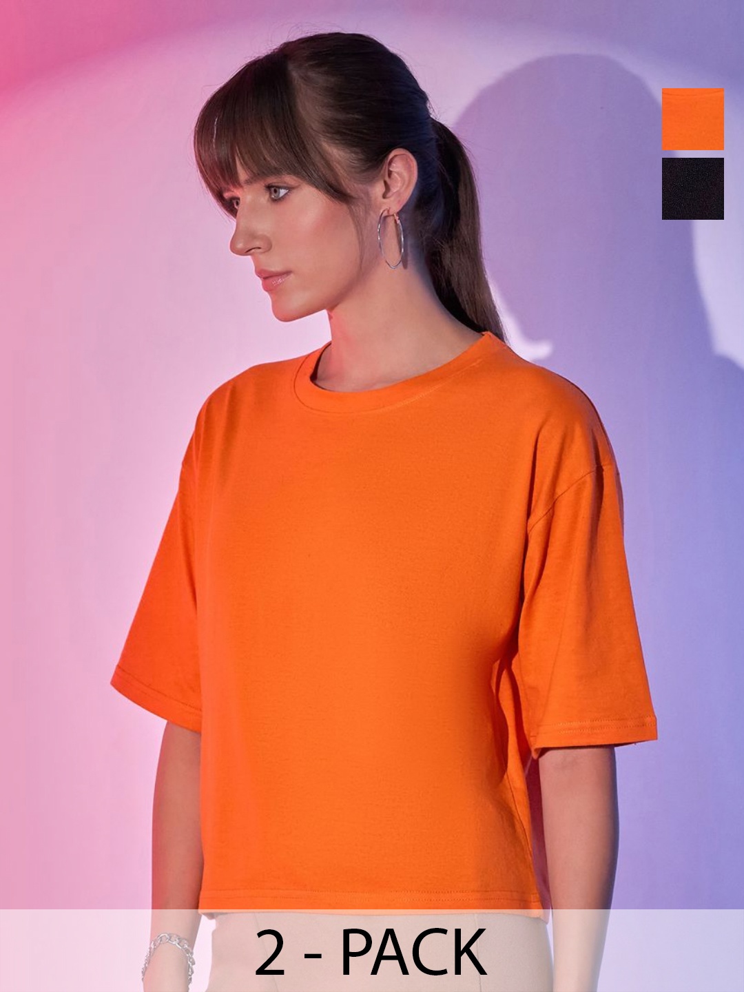 

DIMPY GARMENTS Women 2 Pockets Boxy T-shirt, Orange