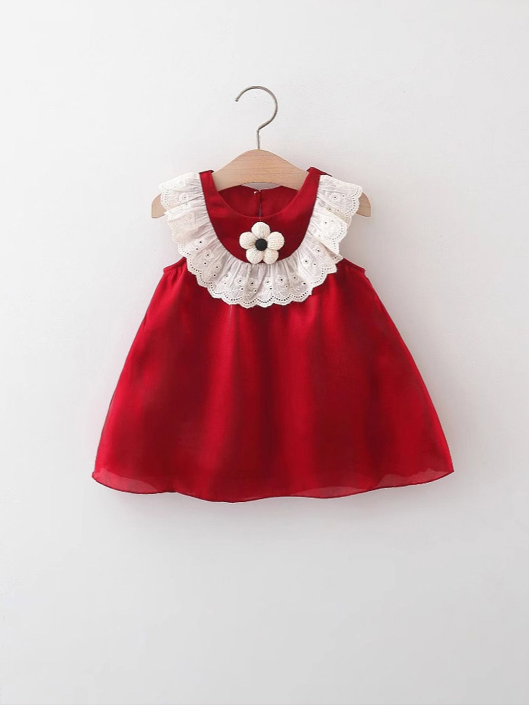 

LULU & SKY Girls Lace-Up Fit & Flare Dress, Red