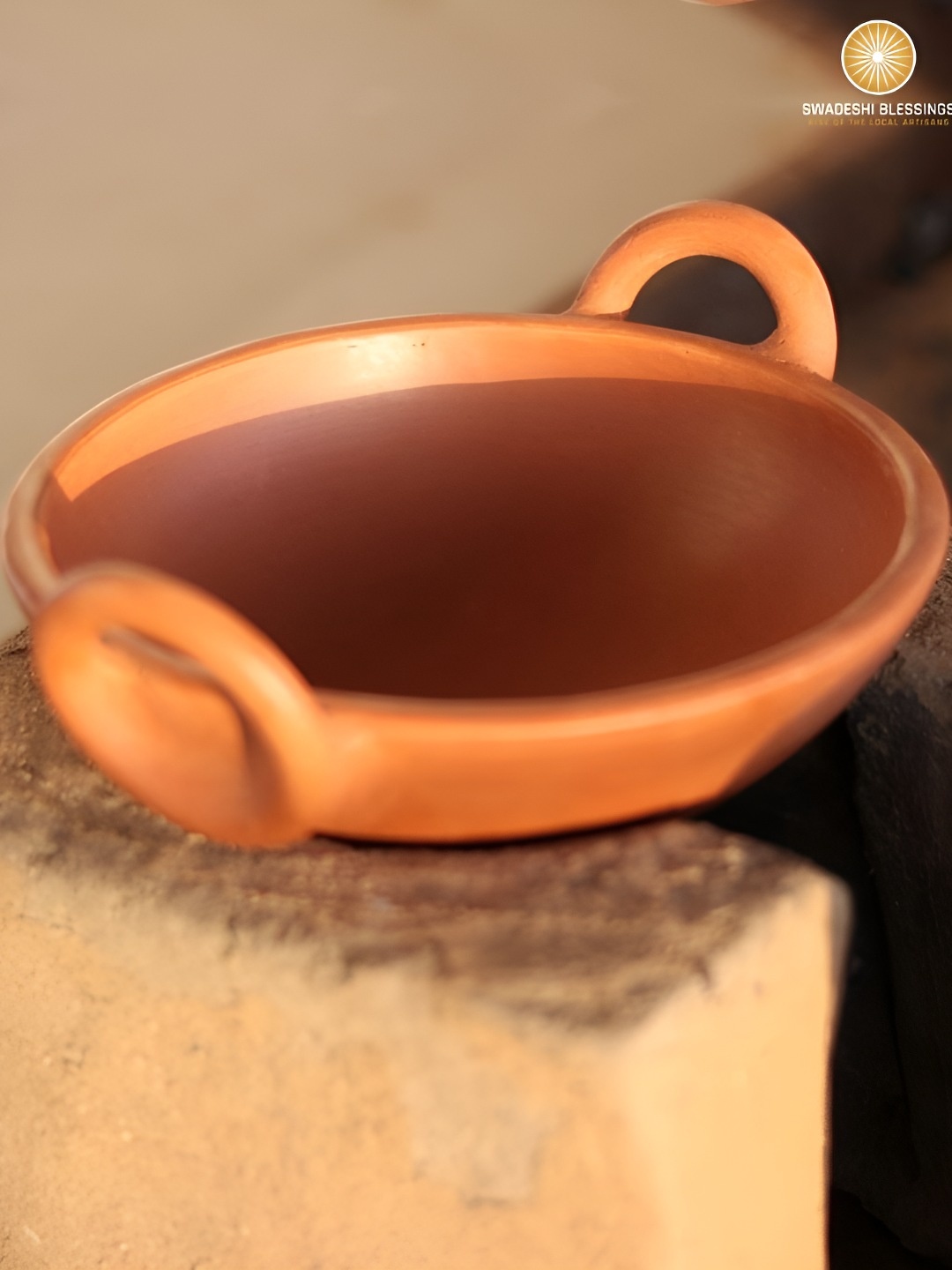 

Swadeshi Blessings Red Unglazed Clay Kadai for Cooking 1.8L