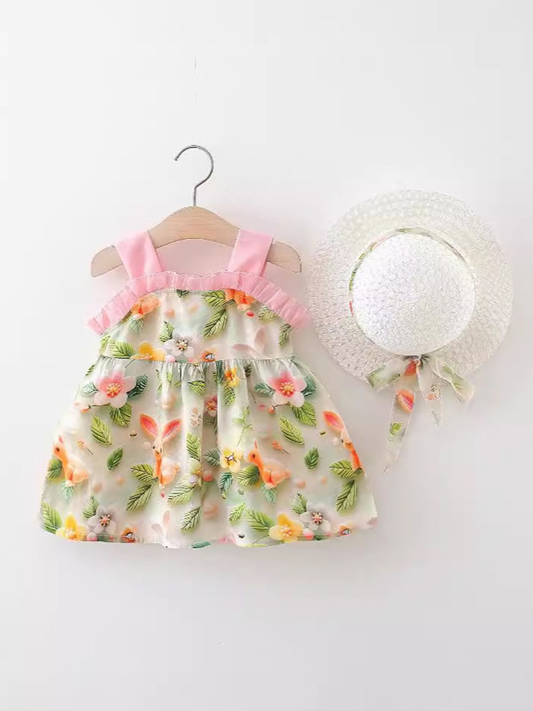 

LULU & SKY Girls Floral Printed Fit & Flare Dress, Green