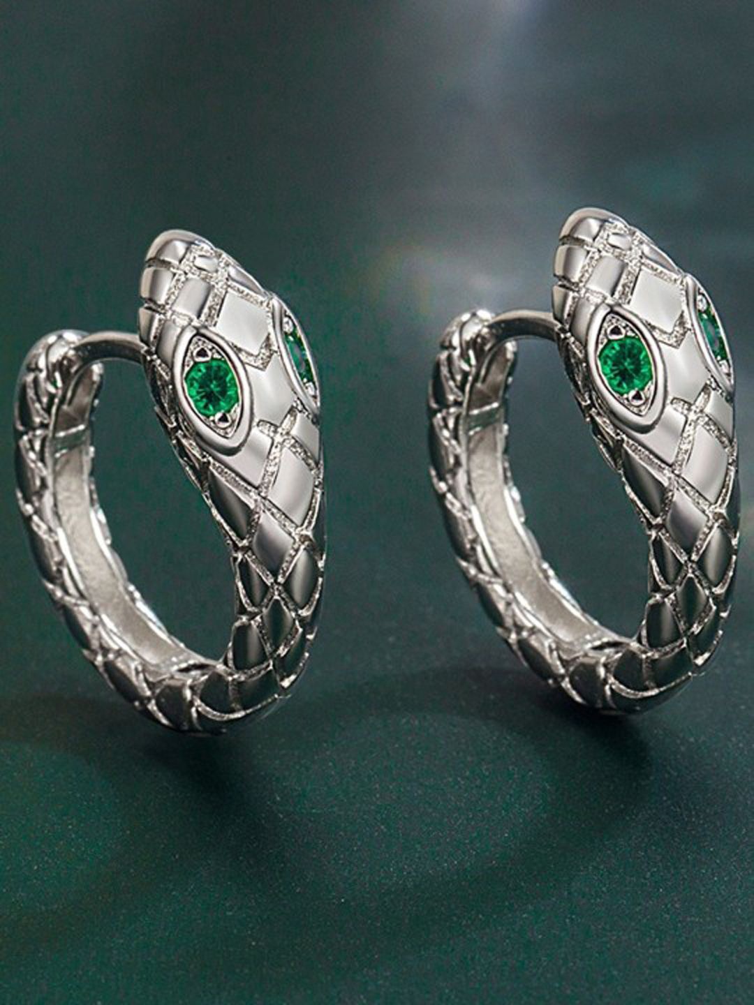 

styledose Sterling Silver Snake Huggie Classic Hoop Earrings