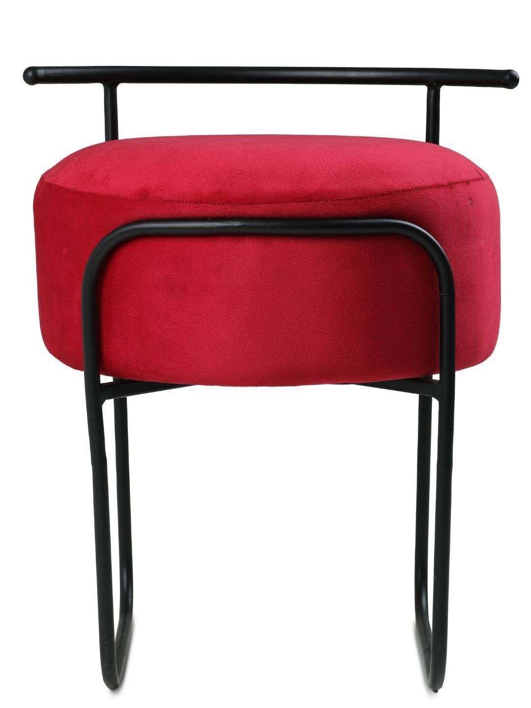 

Blck Homes Jude Pouffe Red & Black Velvet & Metal Round Without Storage Ottoman