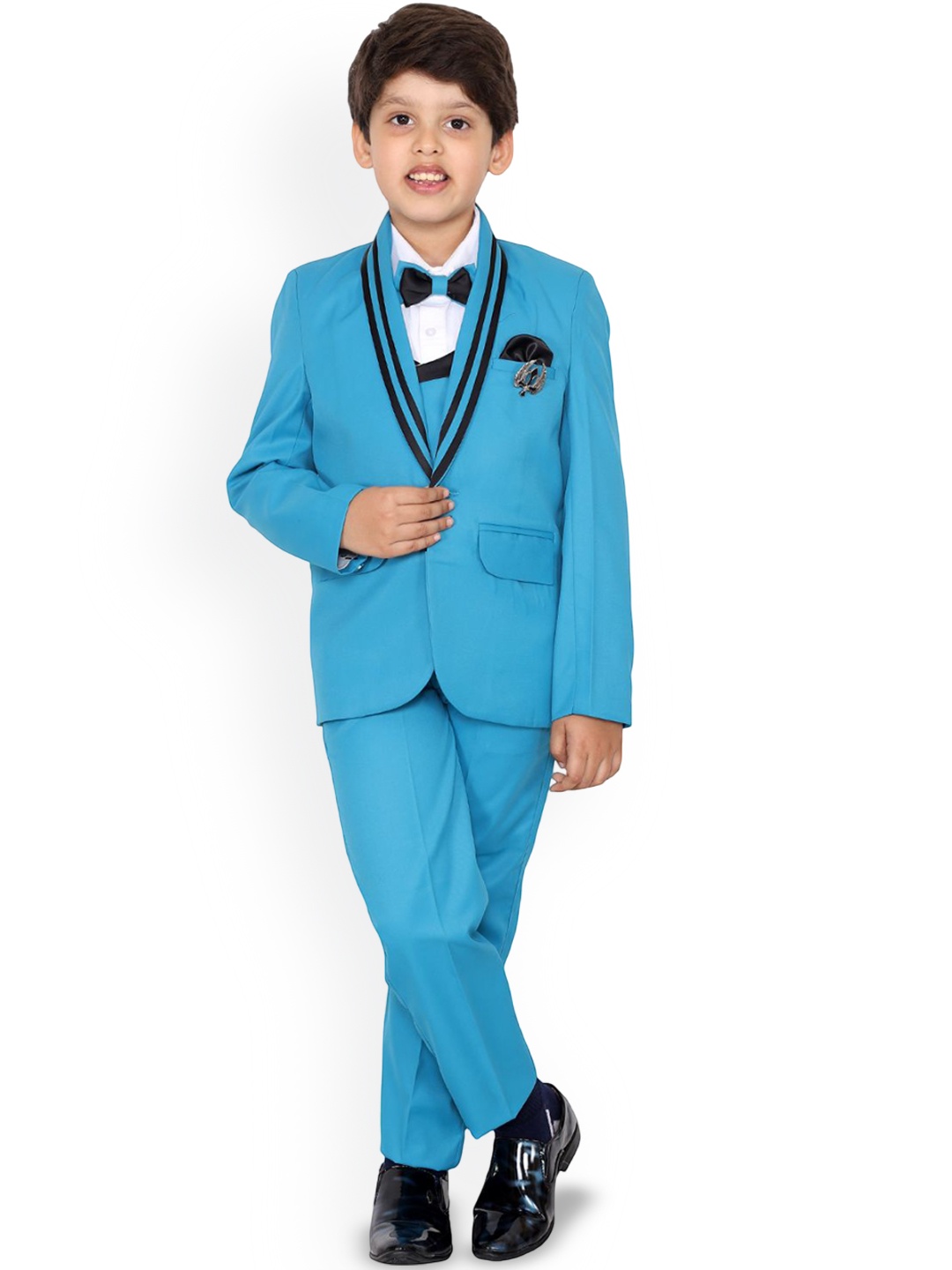 

BAESD Shawl Collar Single-Breasted Five-Piece Suit, Turquoise blue