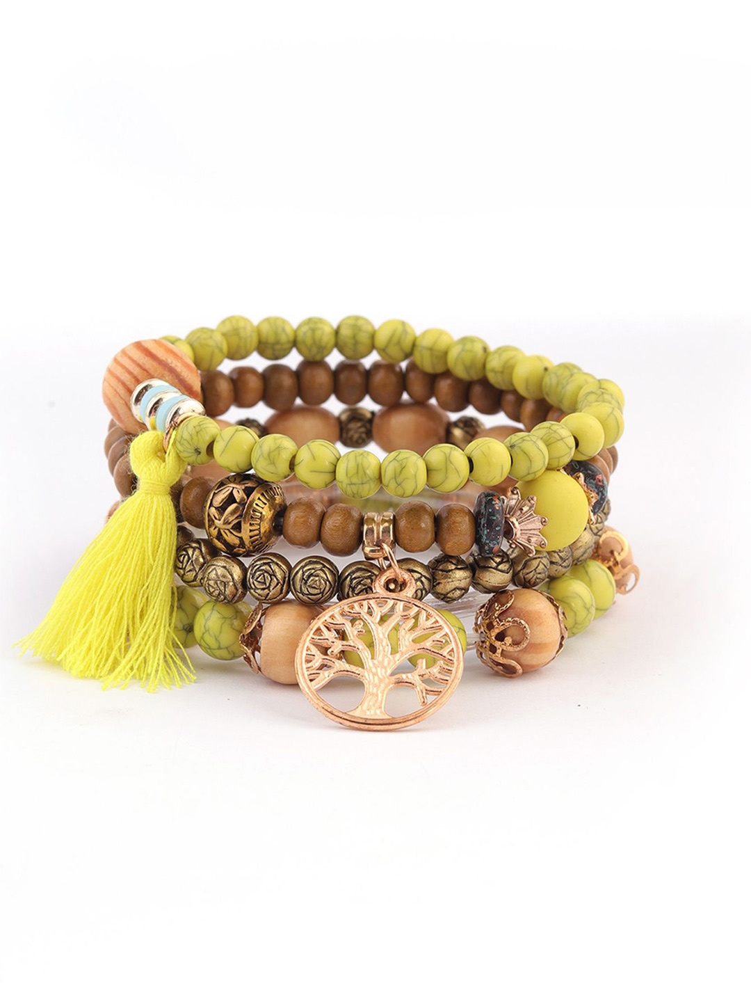 

Shining Diva Fashion Women 4 Gold-Plated Bracelet, Yellow