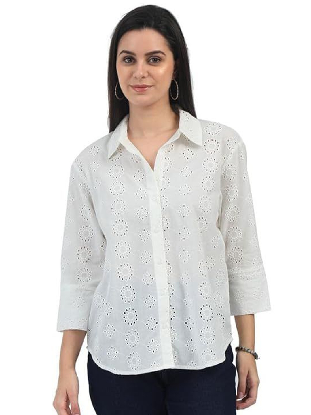 

GLAM & CHIQUE Women Relaxed Opaque Casual Shirt, Off white