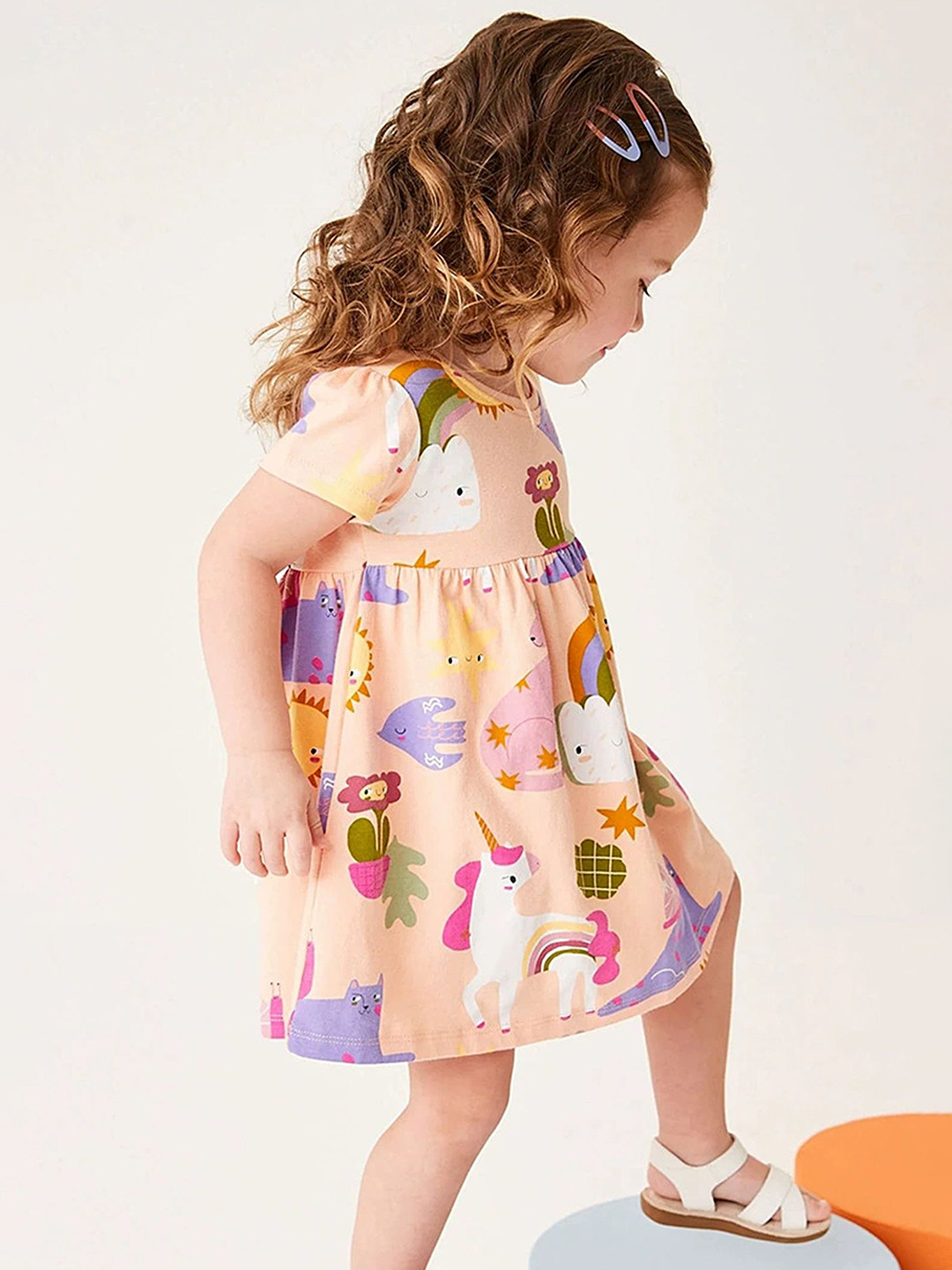 

LULU & SKY Girls Printed Nightdress, Orange