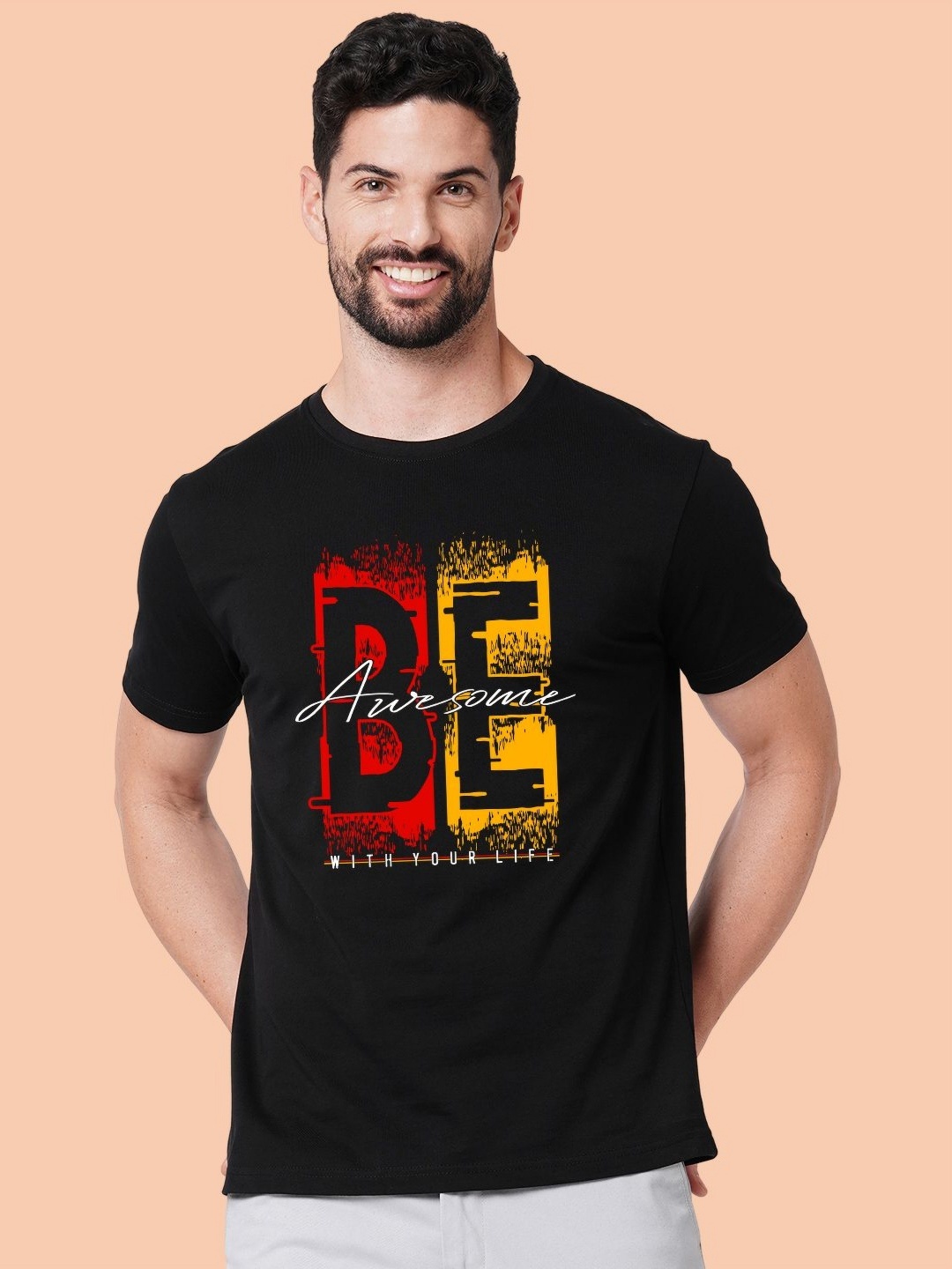

Wear Your Opinion Men Typography Printed Round Neck Cotton T-shirt, Black