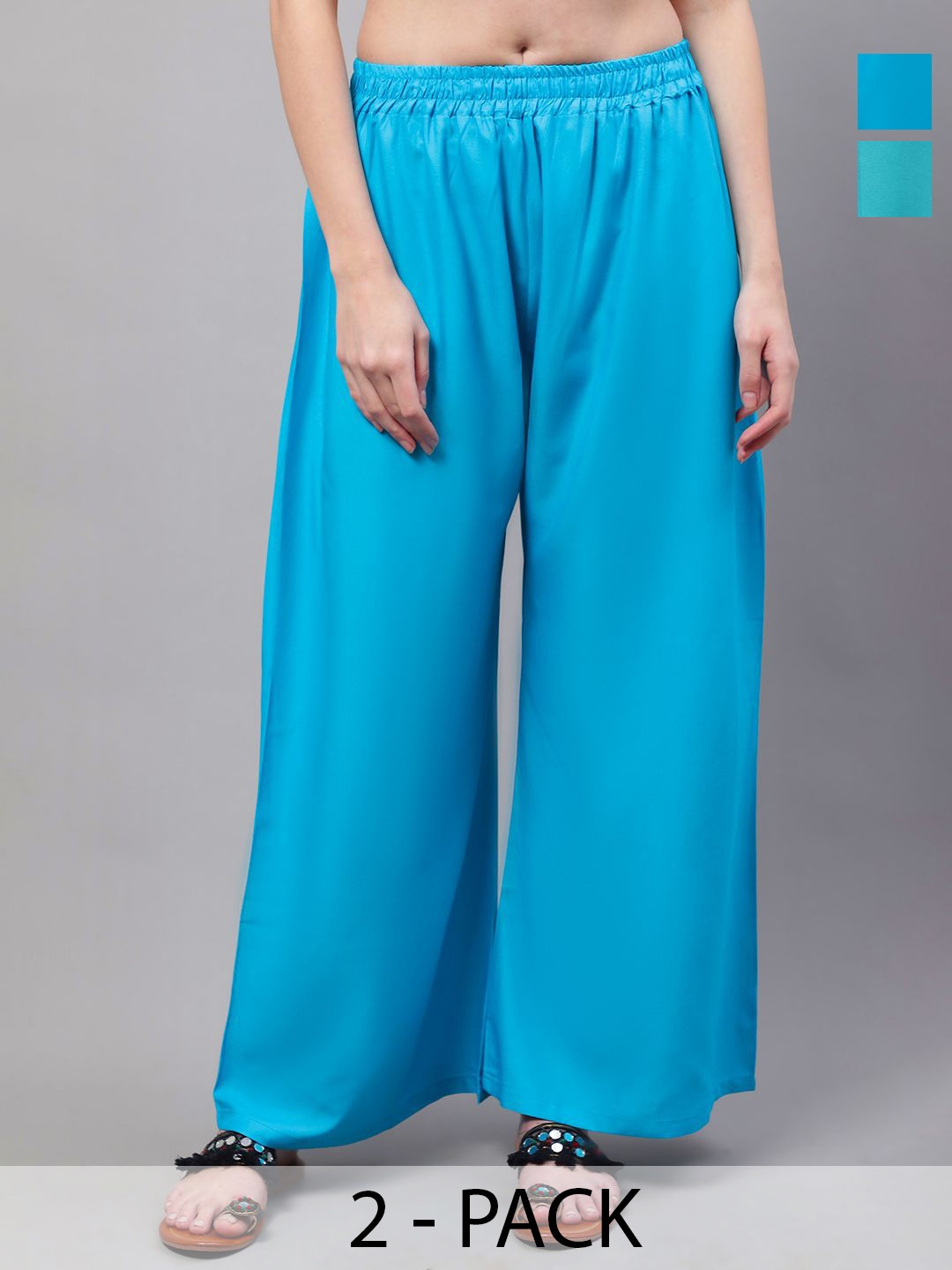 

Valles365 by S.C. Women 2 Flared Palazzos, Blue