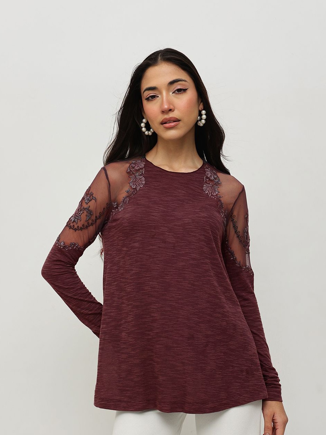 

HOUSE OF S Embroidered Top, Red