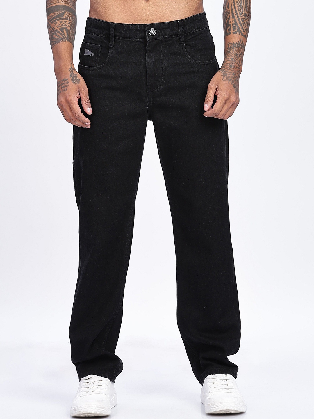 

BEVDAAS Men Relaxed Fit Mid-Rise Jeans, Black