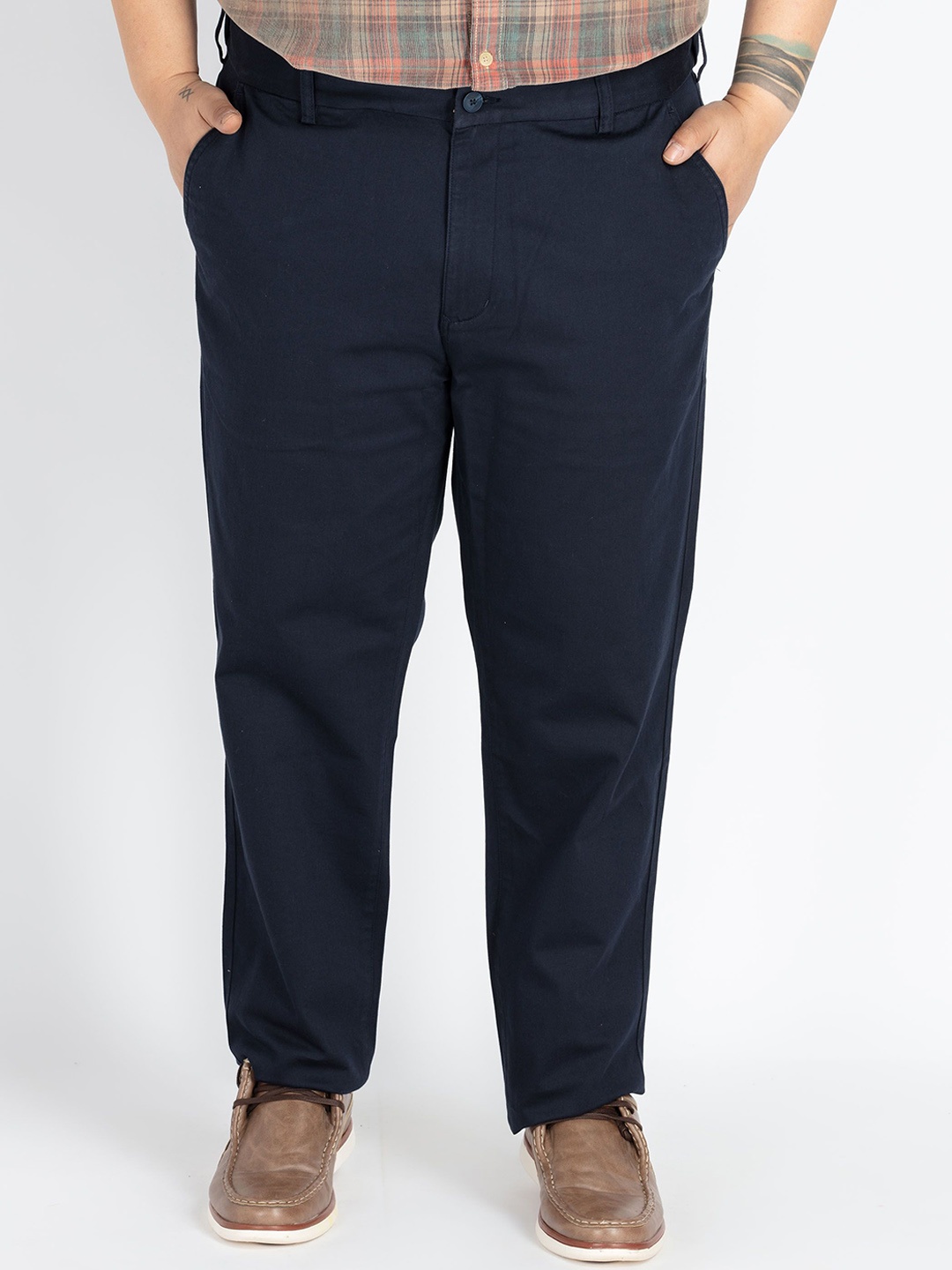 

UNSIZED Men Slim Fit Chinos Trousers, Navy blue