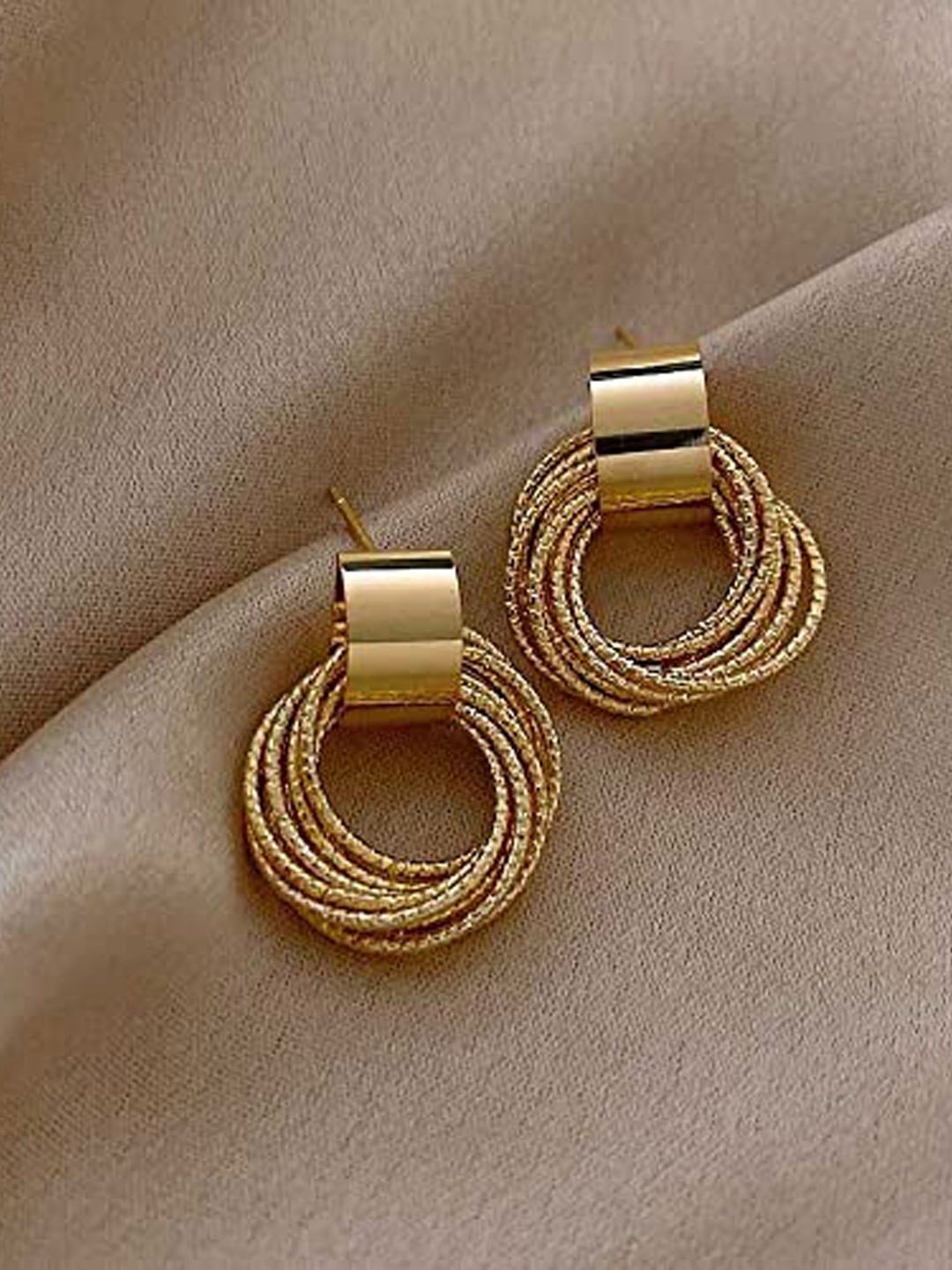 

styledose Sterling Silver Multi Knotted Classic Studs Earrings, Gold