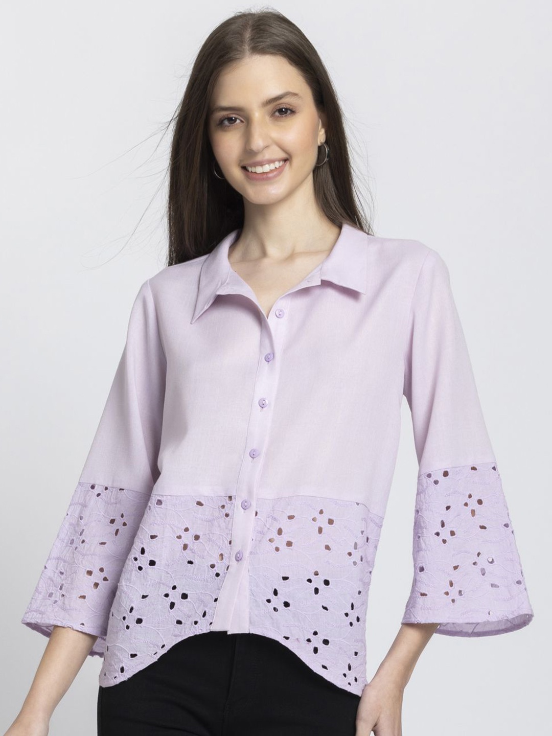 

SHAYE Women Relaxed Opaque Casual Shirt, Lavender