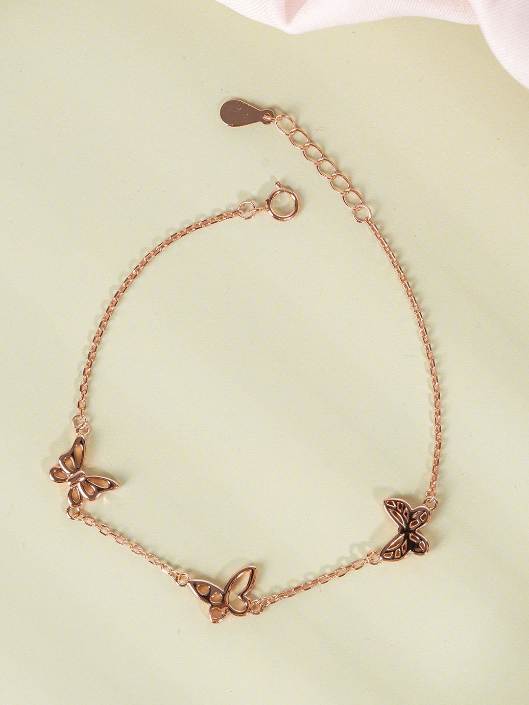 

GLYTERS Women Sterling Silver Rose Gold-Plated Link Bracelet