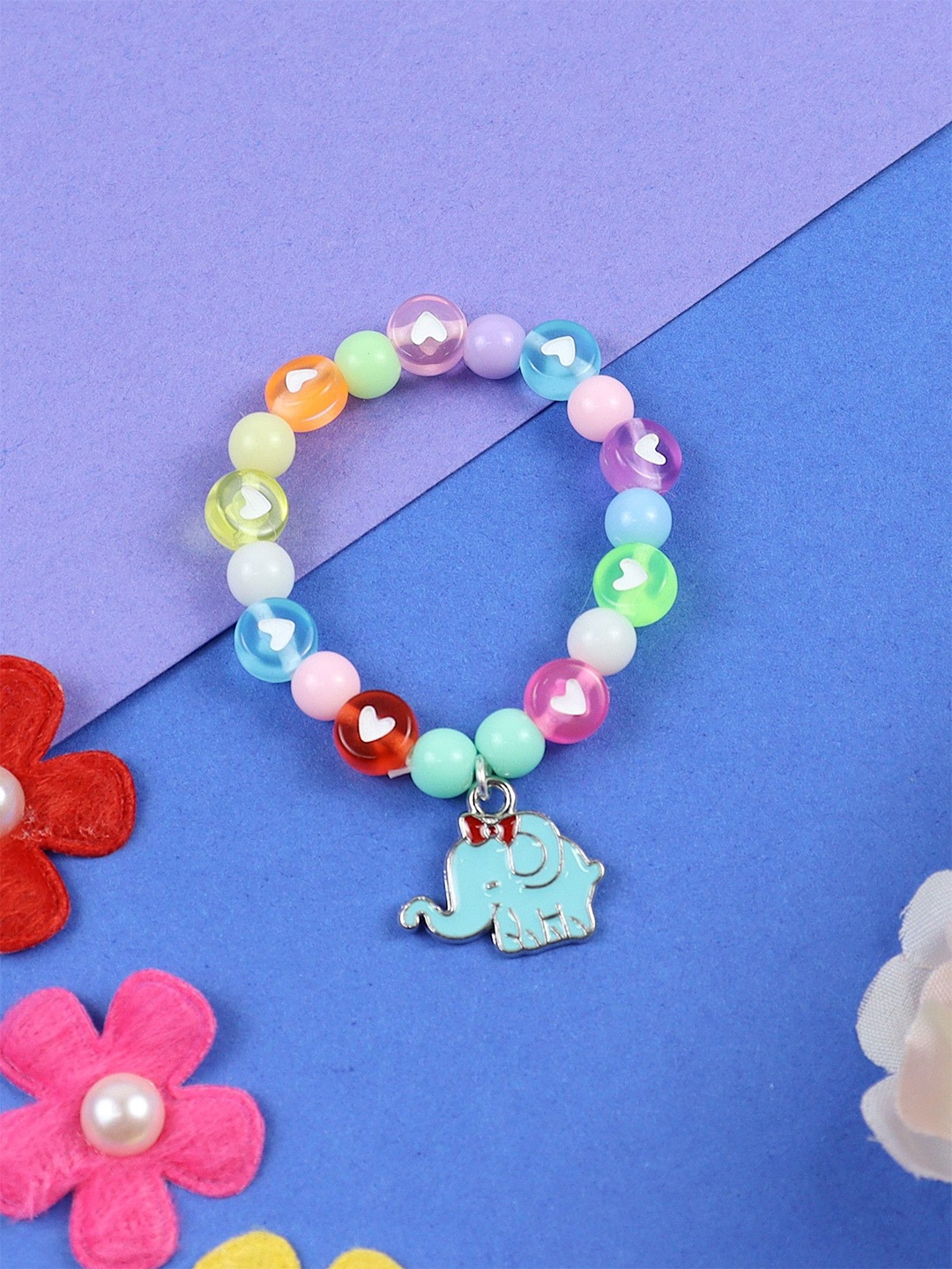 

Asthetika Girls Elephant Charm Artificial Beaded Bracelet, White