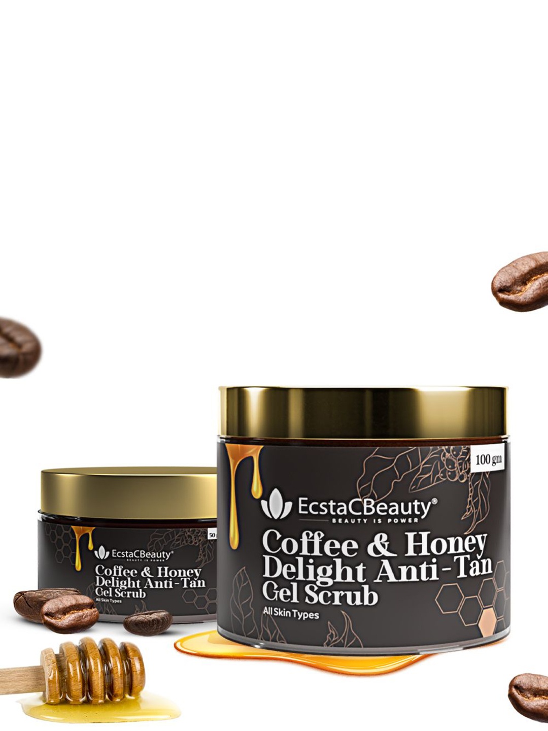 

EcstaCBeauty Coffee & Honey Delight Anti-Tan Gel Face Scrub - 50 g, Brown
