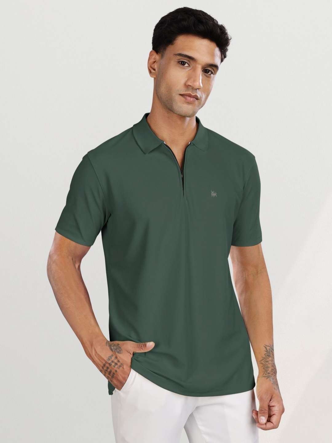 

BULLMER Men Polo Collar T-shirt, Green