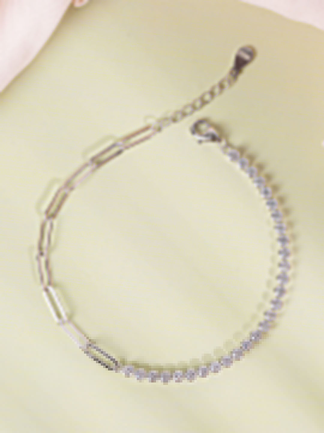 

GLYTERS Women Sterling Silver Rhodium-Plated Link Bracelet