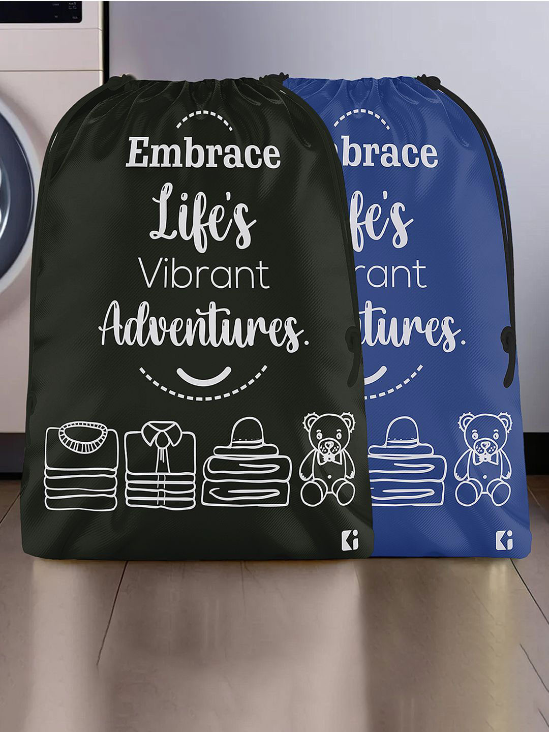 

Kuber Industries Blue & Black 2 Pieces Regular Cloth Travel Organisers