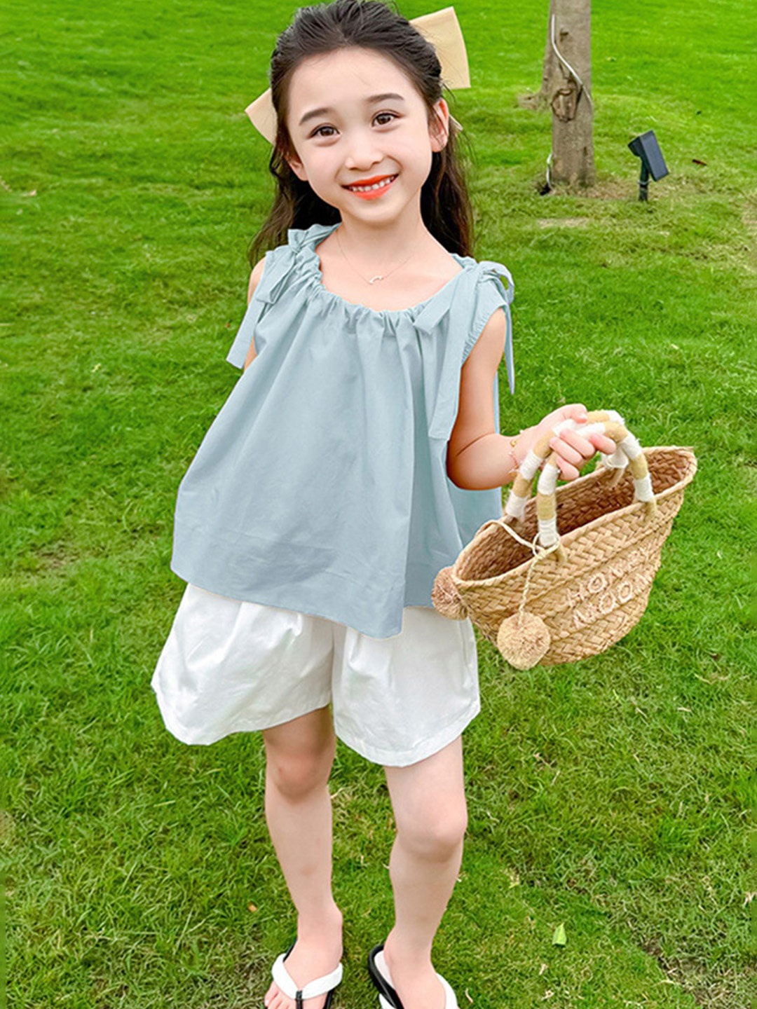 

LULU & SKY Girls Sleeveless Top With Shorts, Blue
