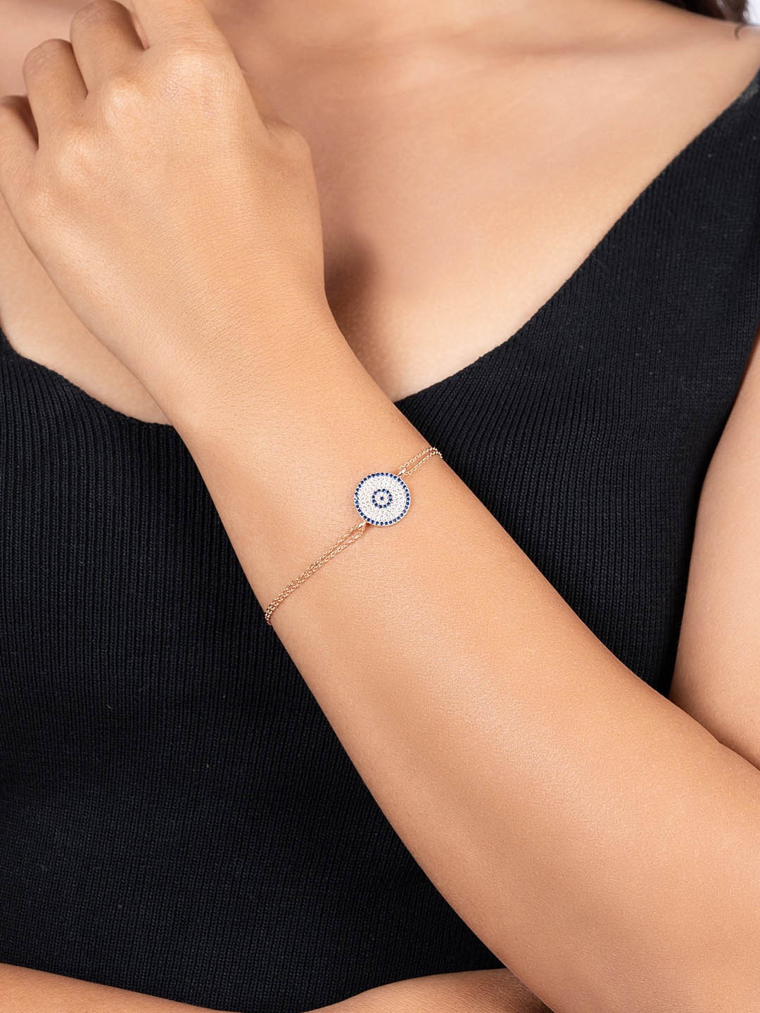 

GLYTERS Women Sterling Silver Rose Gold-Plated Link Bracelet