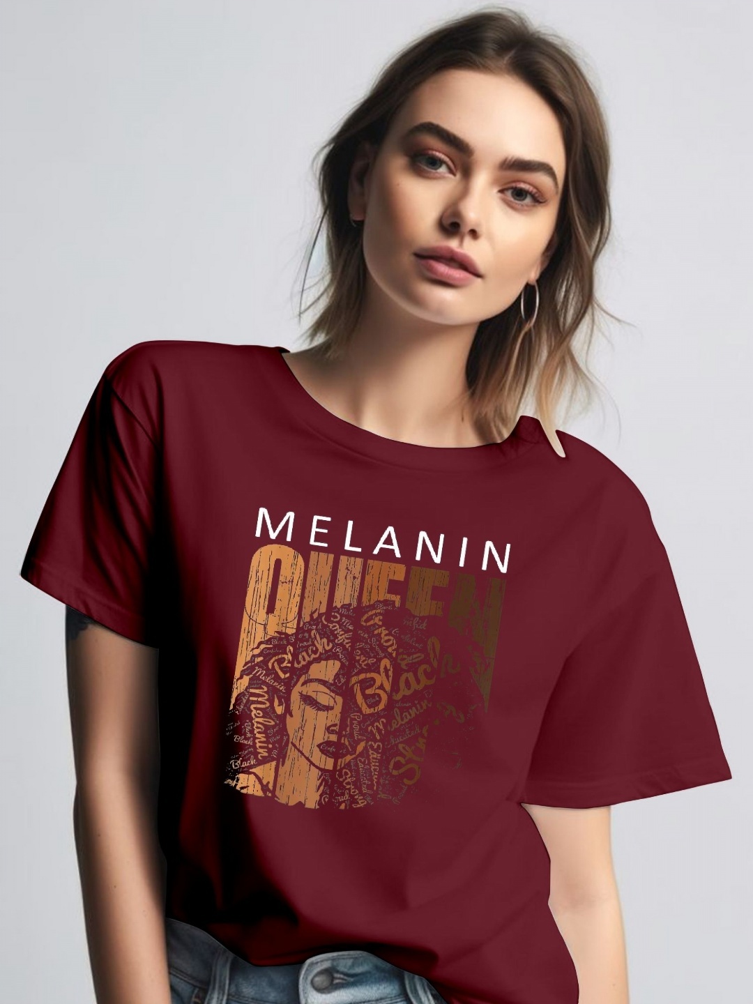 

Moda Rapido Women Typography Printed Round Neck Cotton T-shirt, Maroon